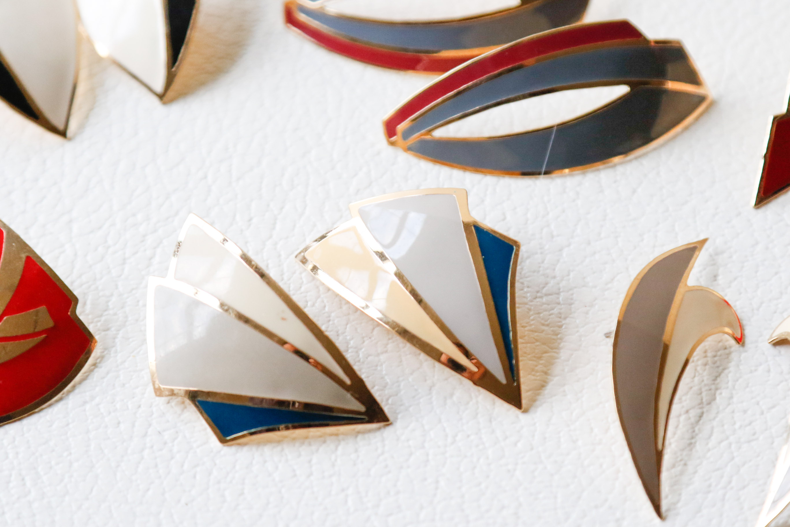 Collection of Vintage Goldtone Enamel Earrings