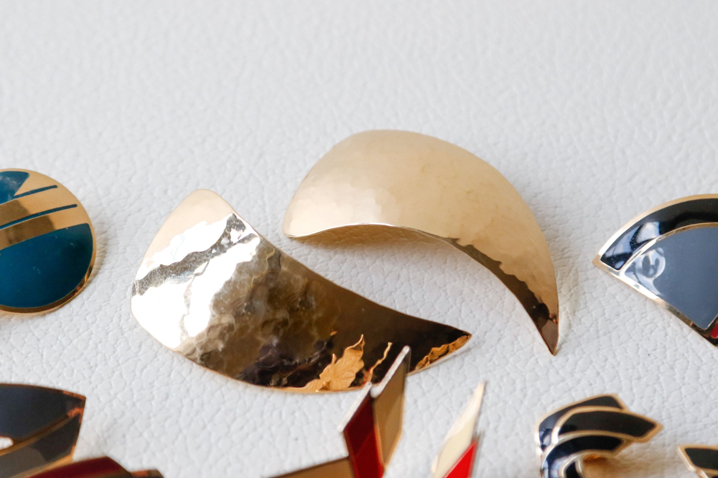 Collection of Vintage Goldtone Enamel Earrings