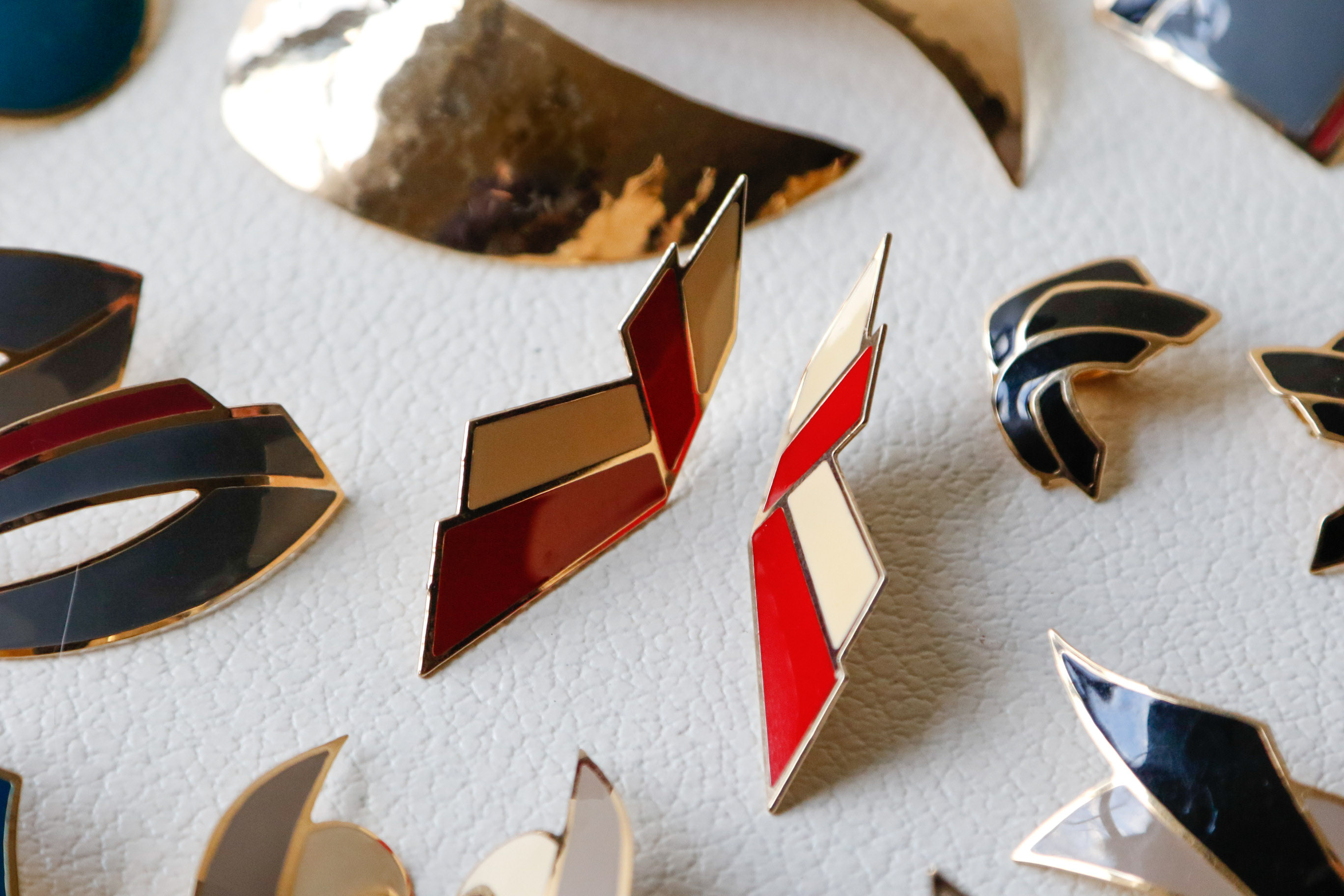 Collection of Vintage Goldtone Enamel Earrings