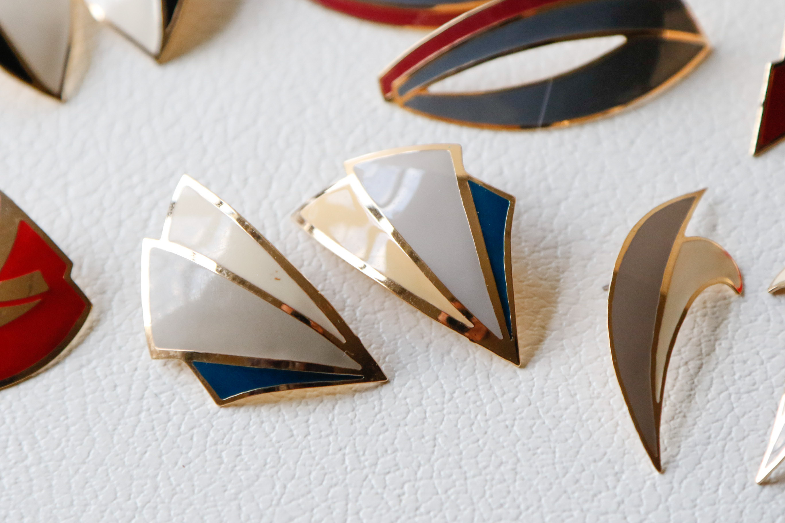 Collection of Vintage Goldtone Enamel Earrings