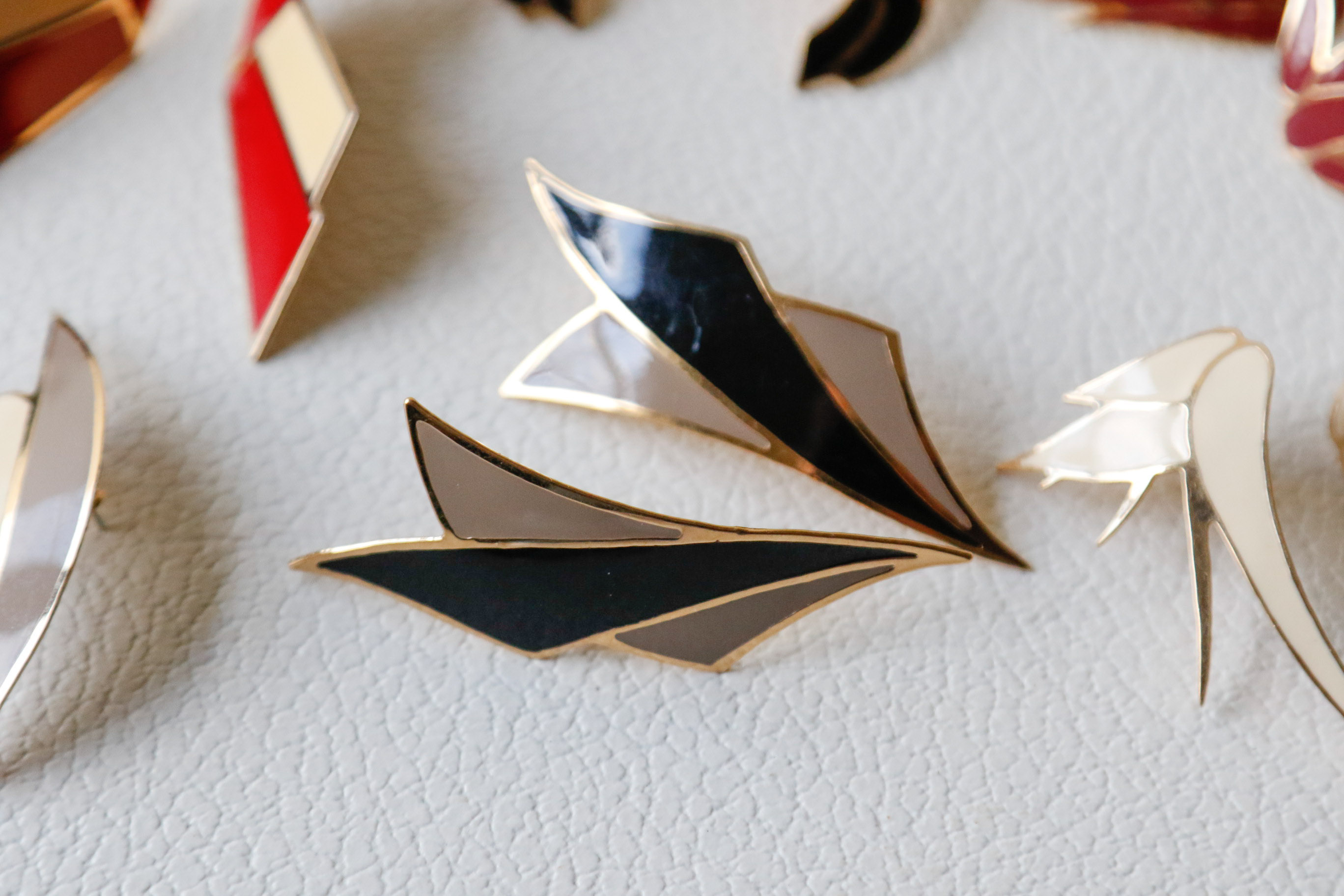 Collection of Vintage Goldtone Enamel Earrings