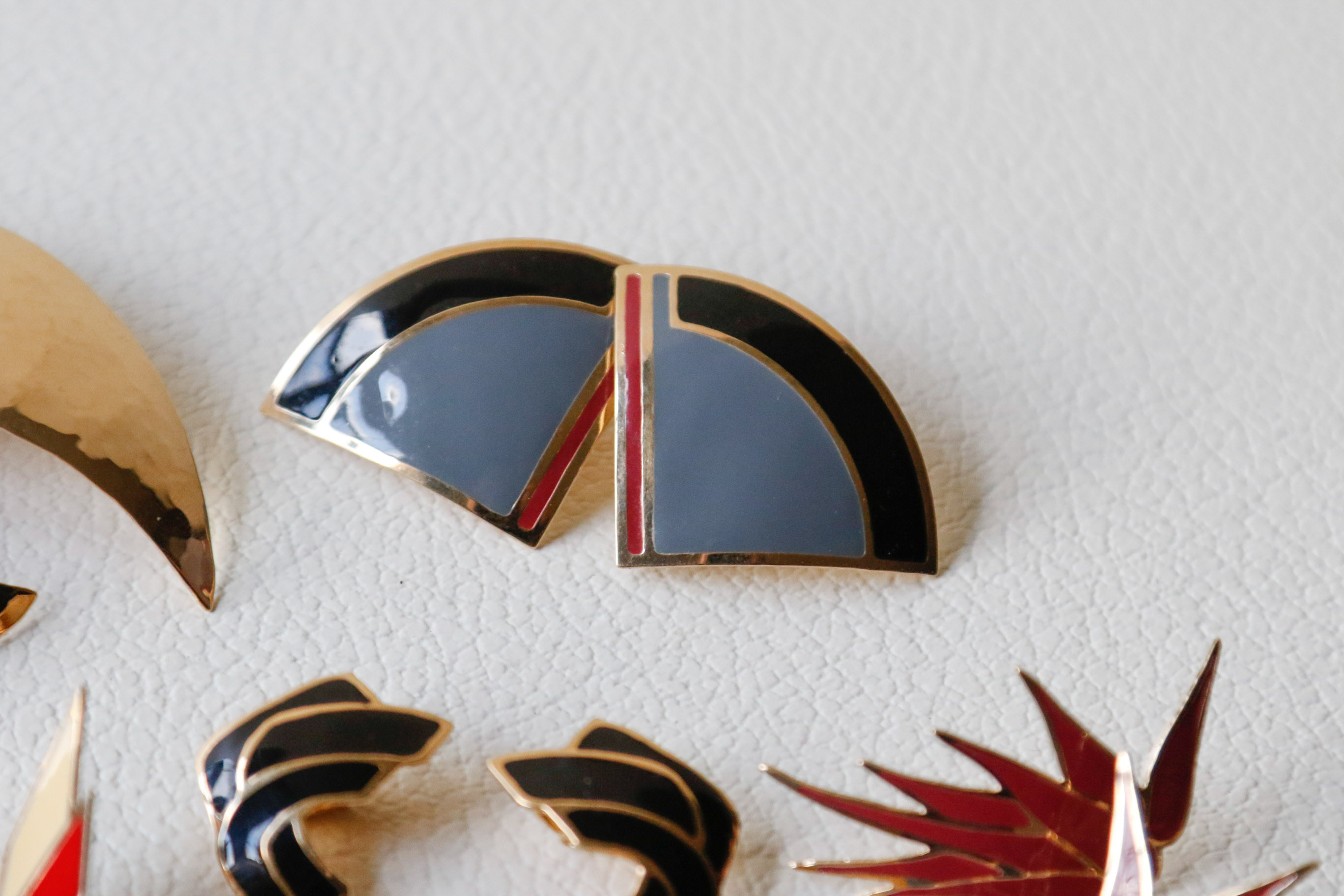 Collection of Vintage Goldtone Enamel Earrings