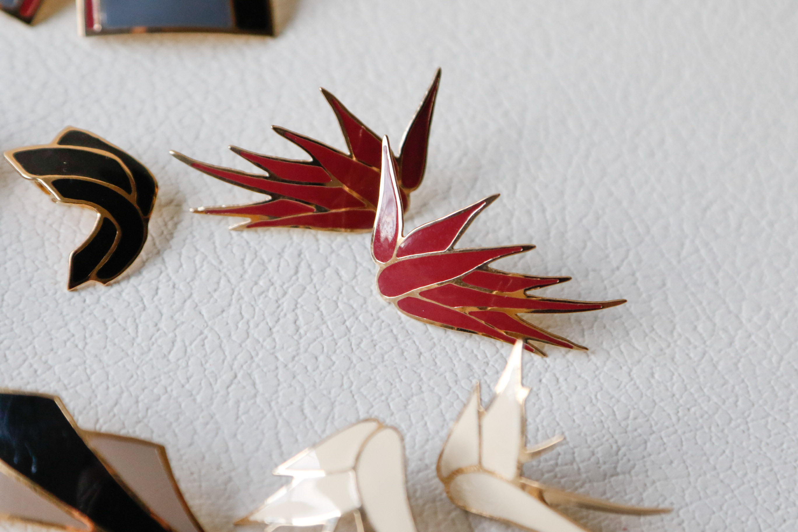 Collection of Vintage Goldtone Enamel Earrings