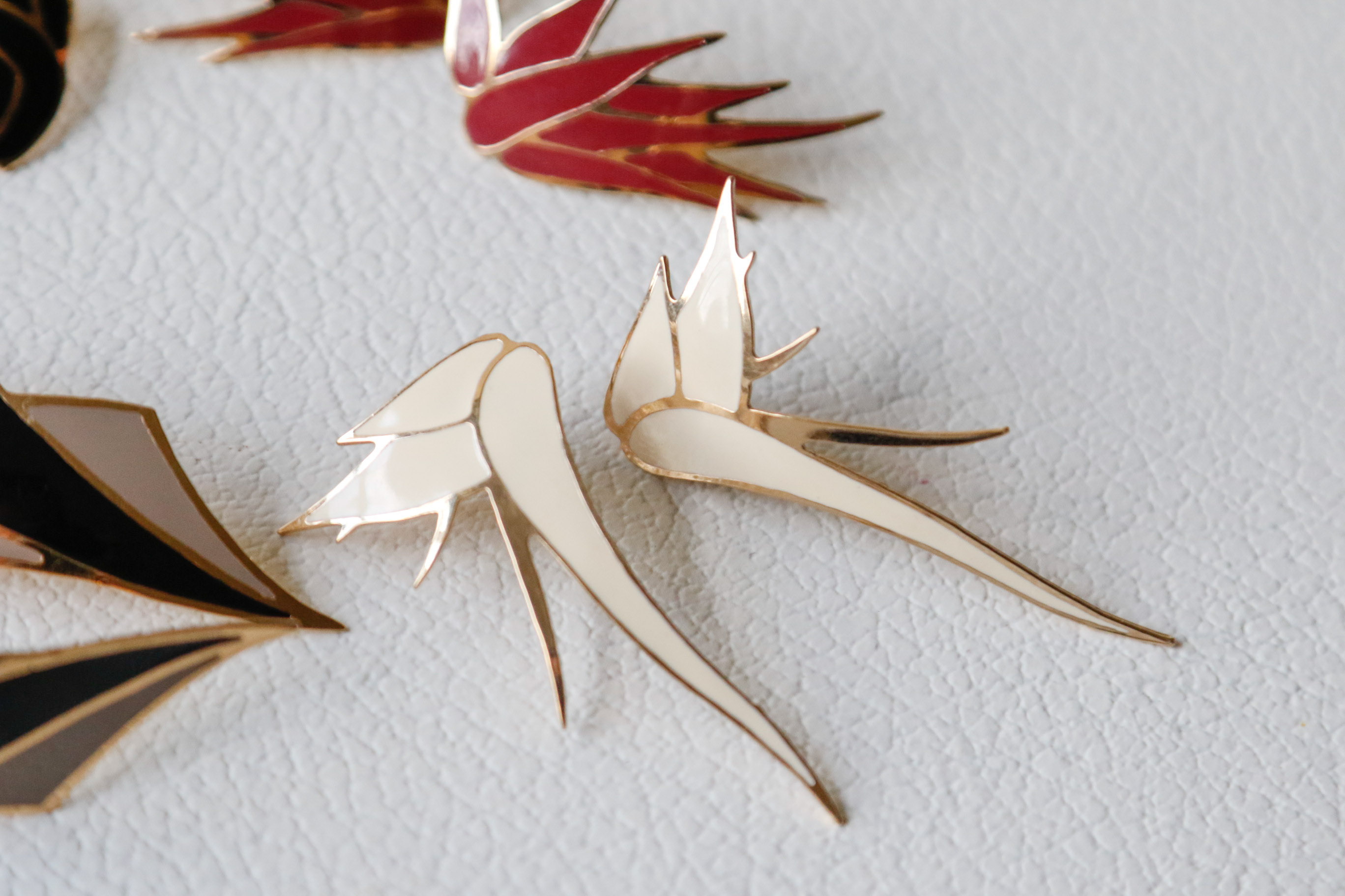 Collection of Vintage Goldtone Enamel Earrings