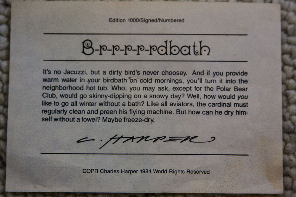 "Bir-r-r-r-r-r-r-r-d Bath"  1984 Serigraph by Charley Harper