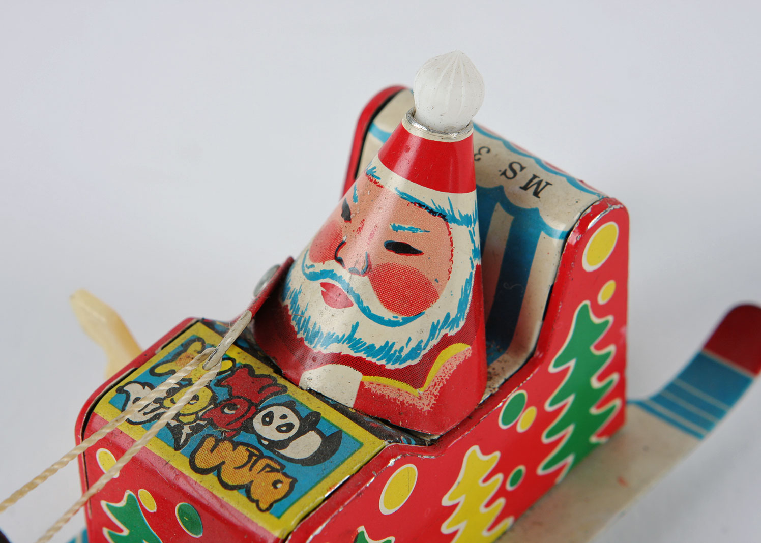 Tin Wind Up Dog Sled Santa