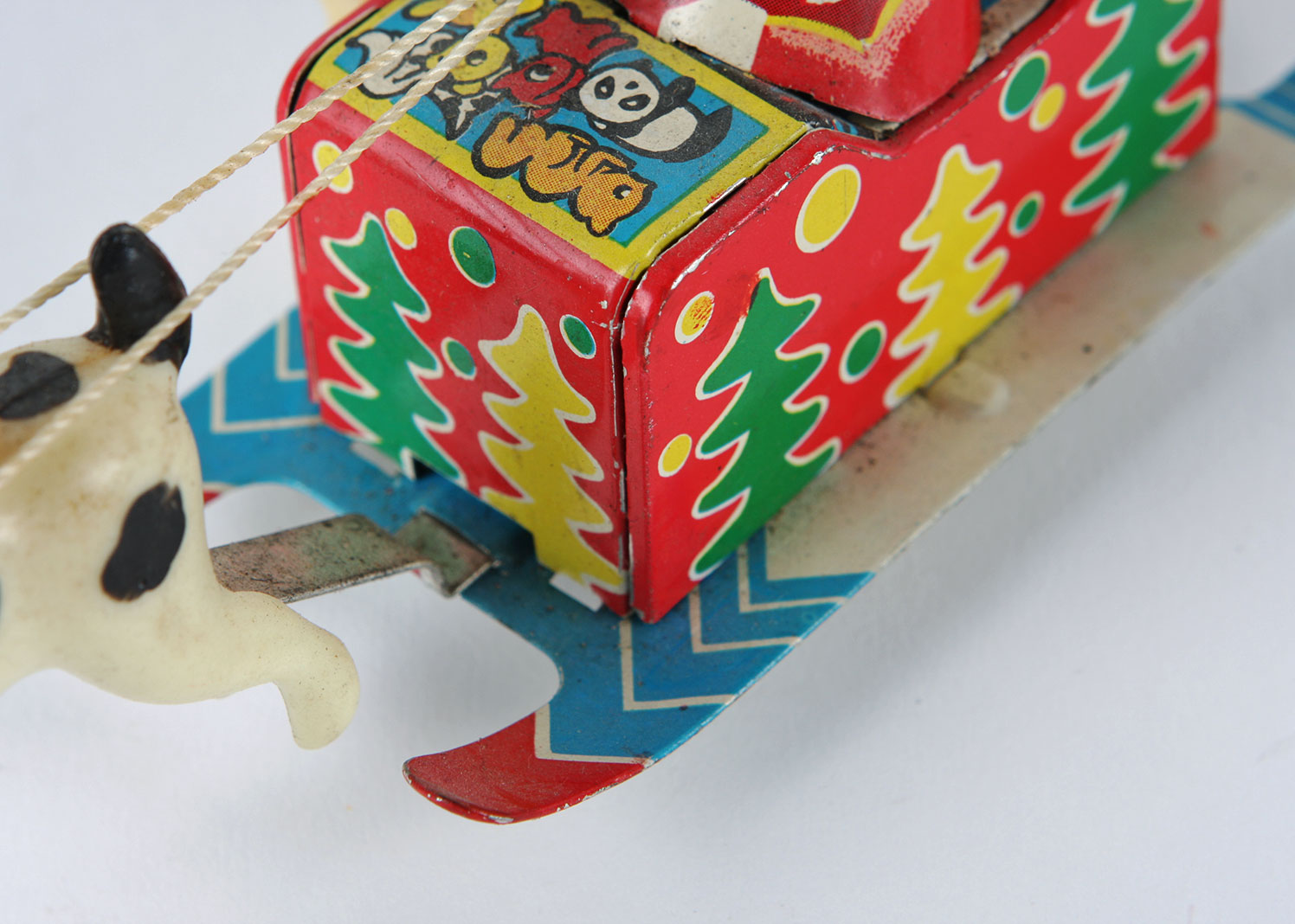 Tin Wind Up Dog Sled Santa