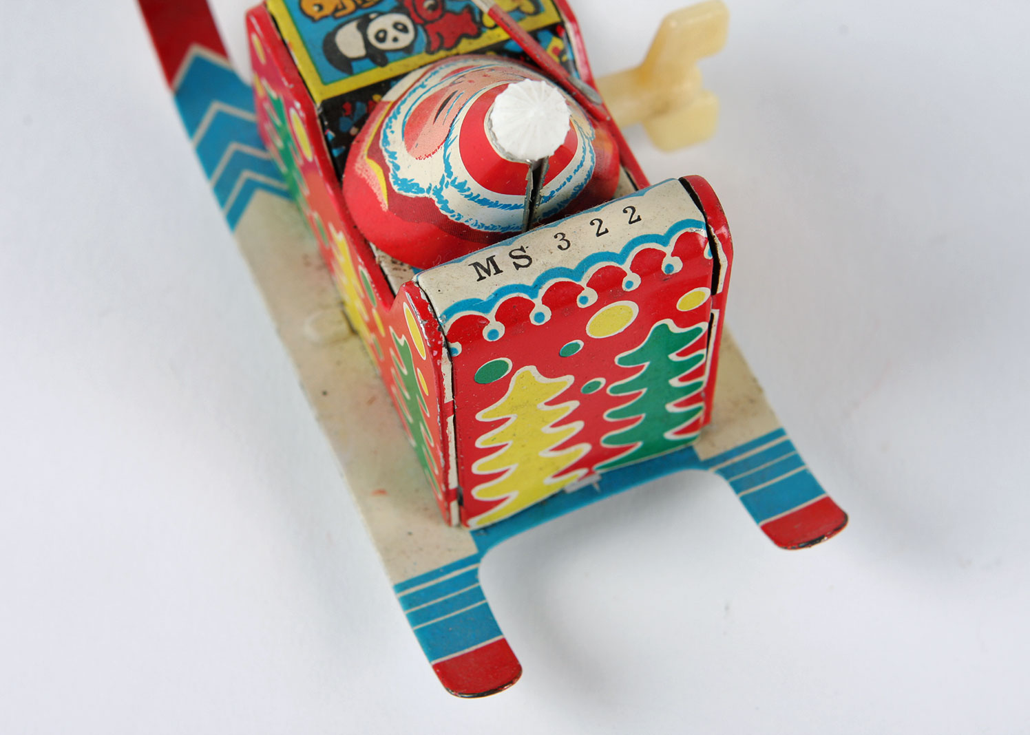 Tin Wind Up Dog Sled Santa