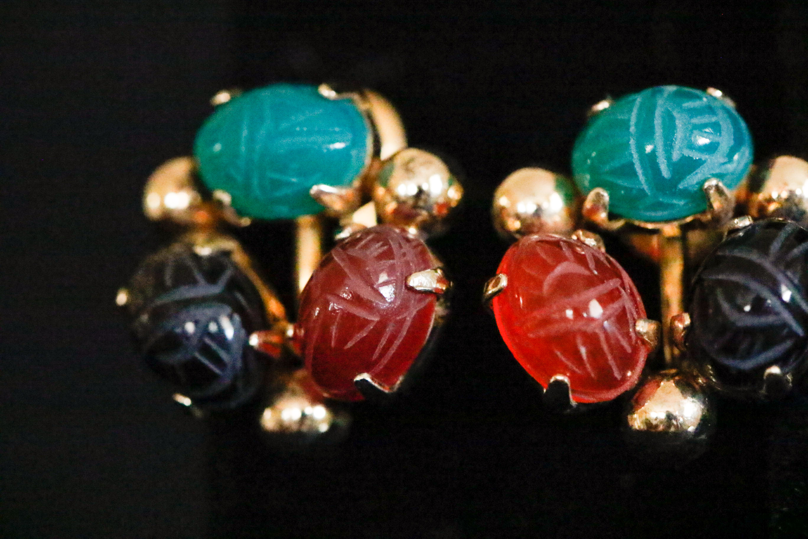 Vintage 12K Gold Filled Scarab Earrings