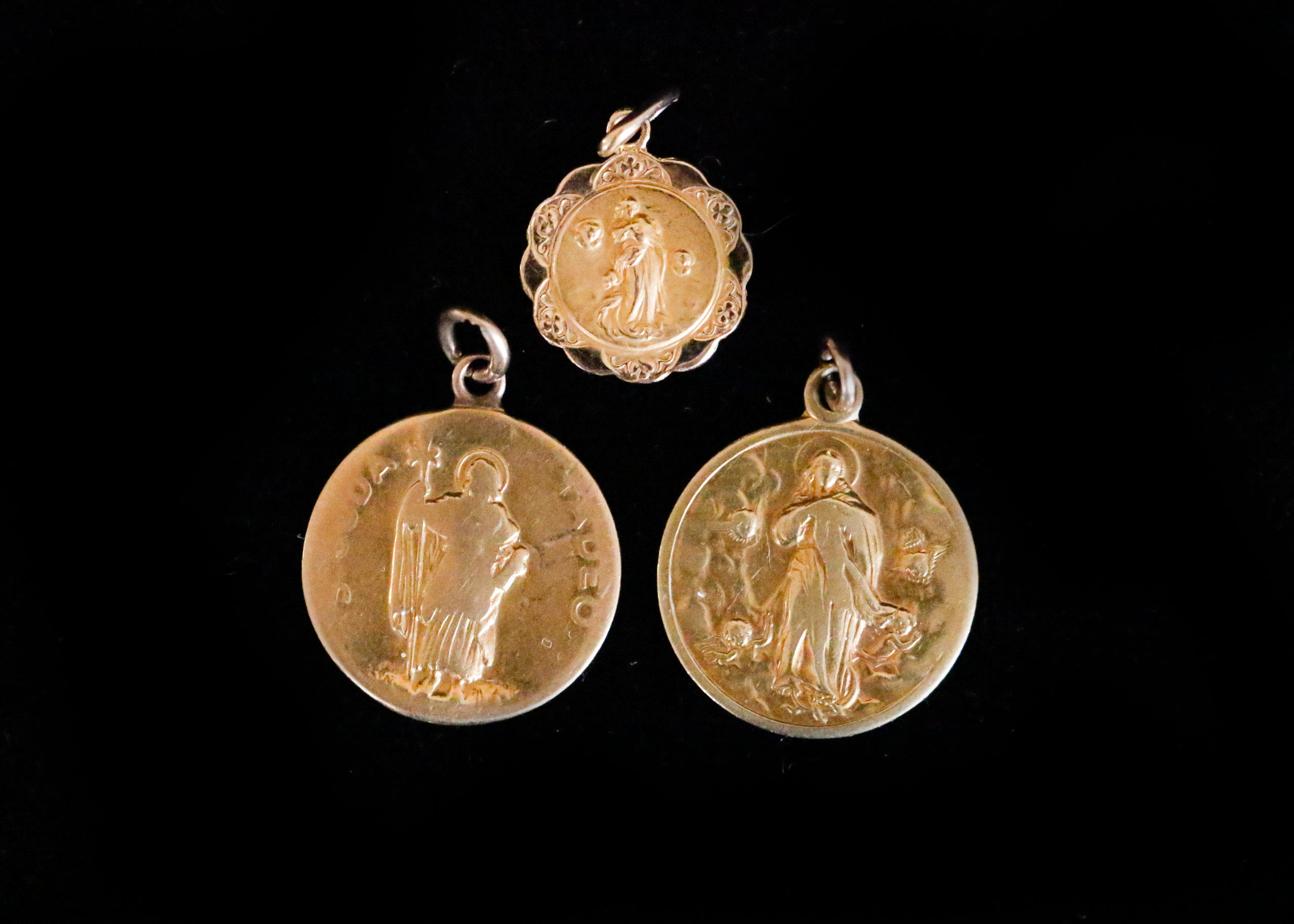 Three Italian Made 18K Gold Religious Medals