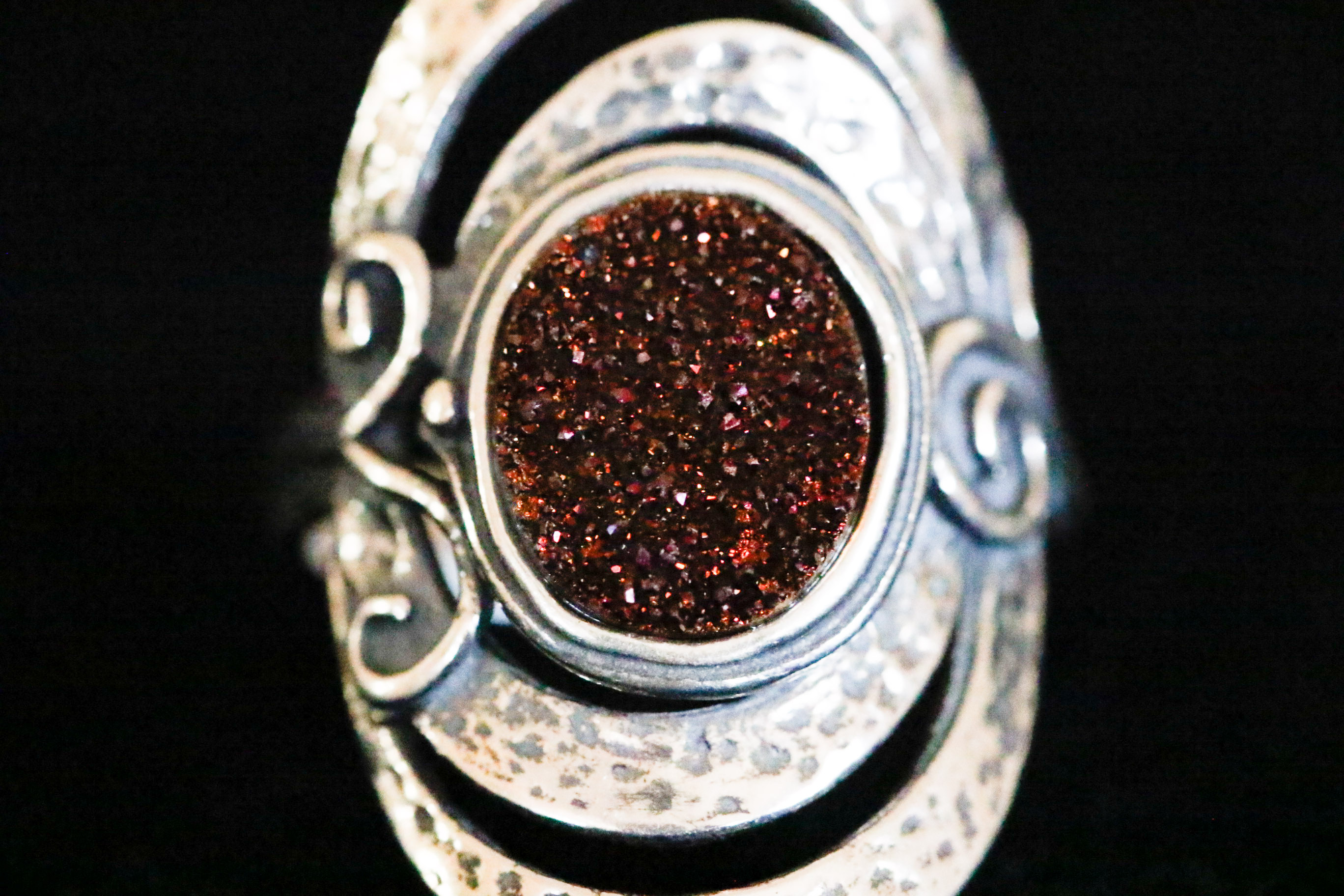 925 Sterling Silver and Maroon Druzy Quartz Ring