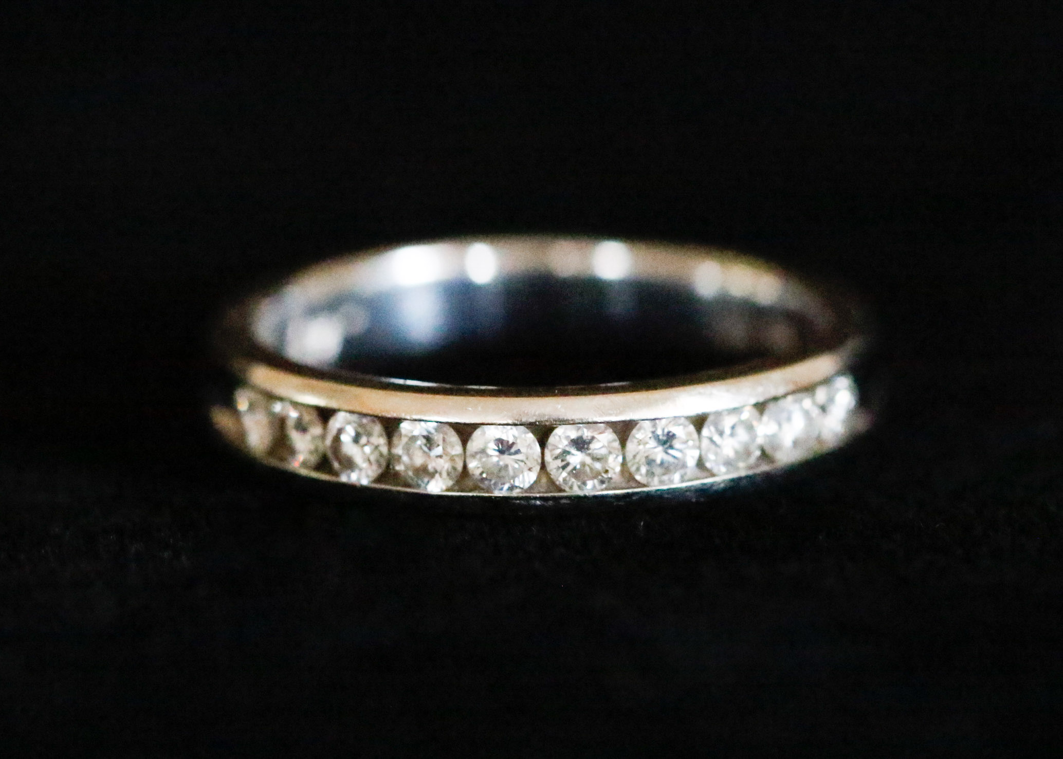 14K White Gold and Diamond Band