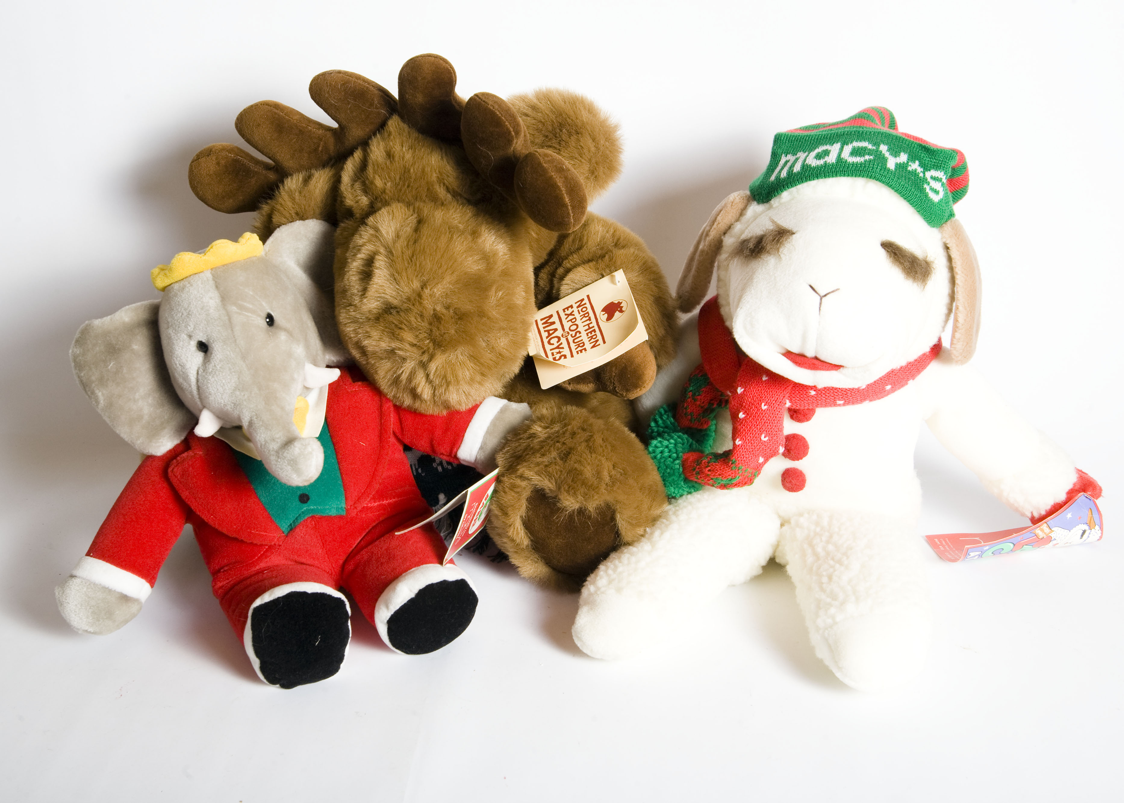 1990s Trio of Macy's Collectible Holiday Plush Animals