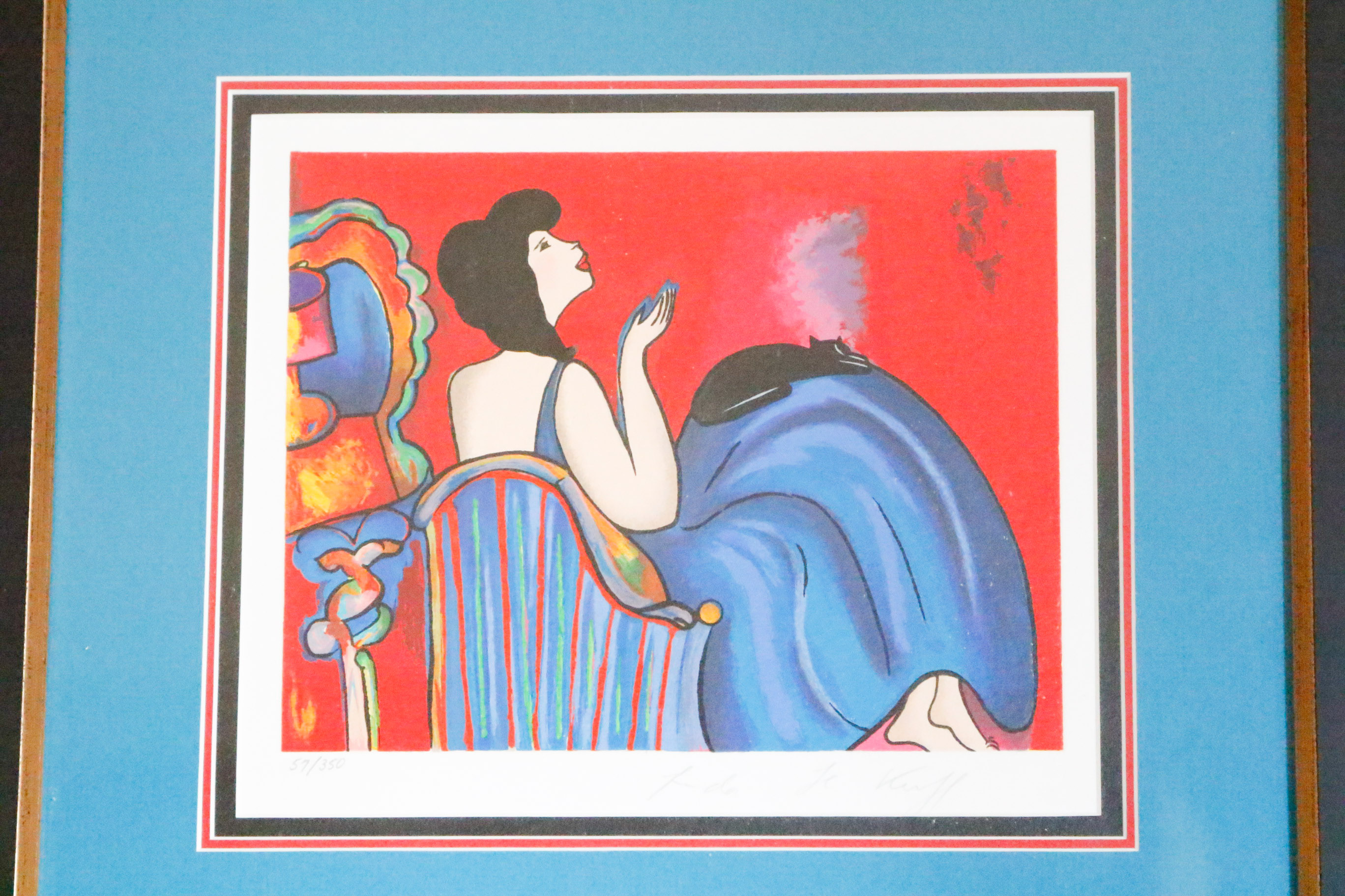 Four Framed Le Kinff Prints Featuring Feline Companions