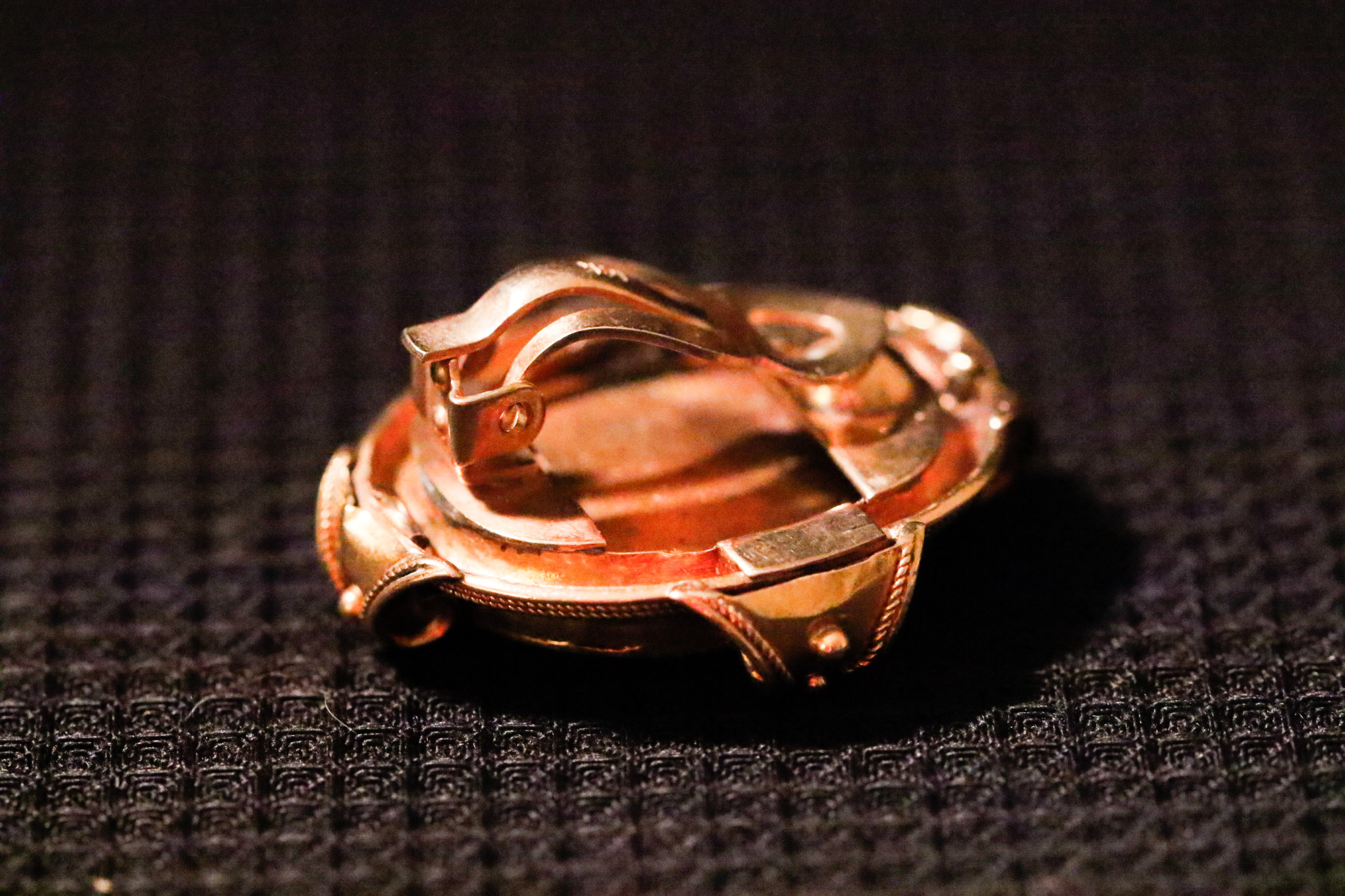 20K Gold Etruscan Style Micro Mosaic Clip-Back Earrings