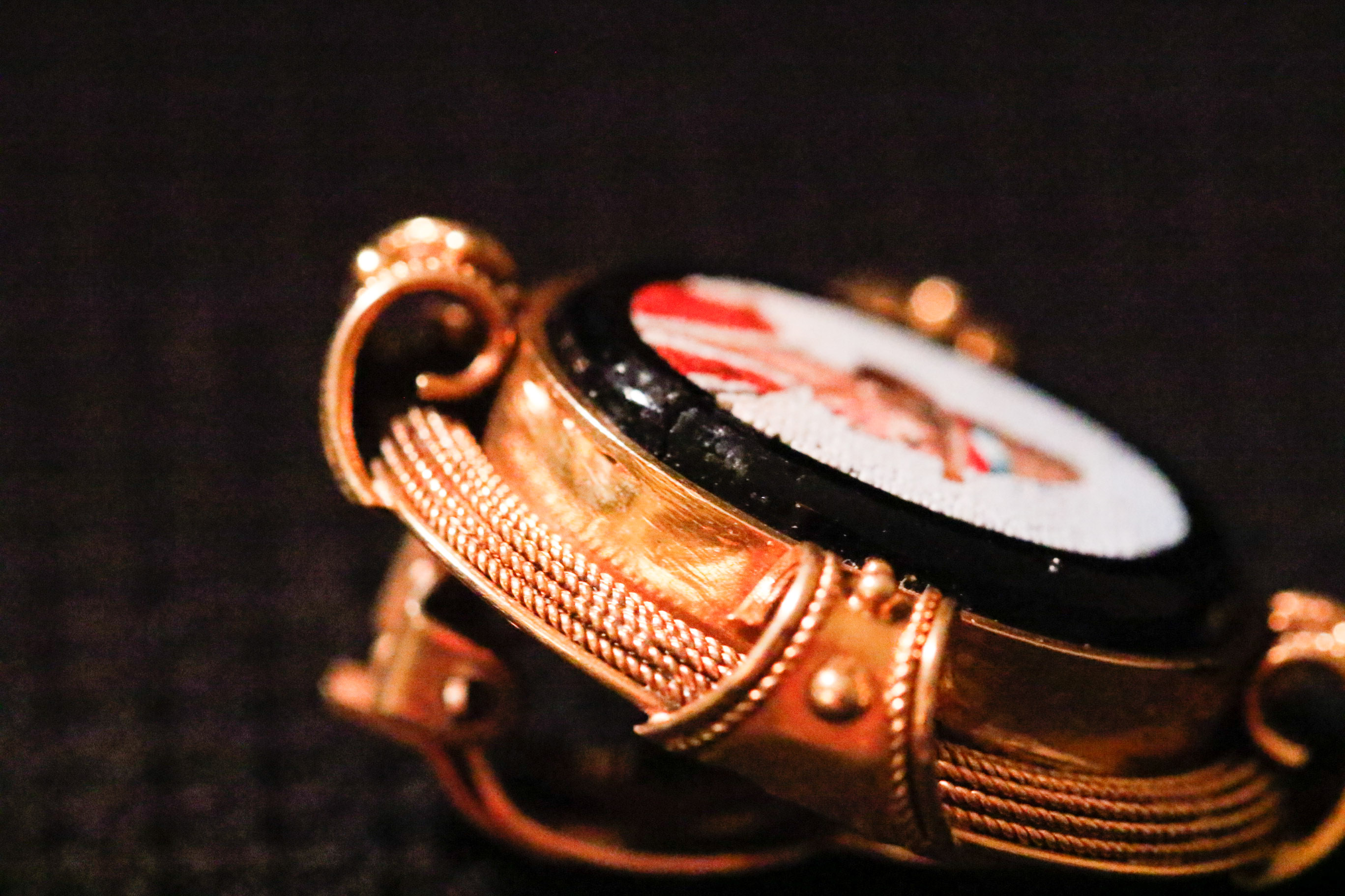 20K Gold Etruscan Style Micro Mosaic Clip-Back Earrings