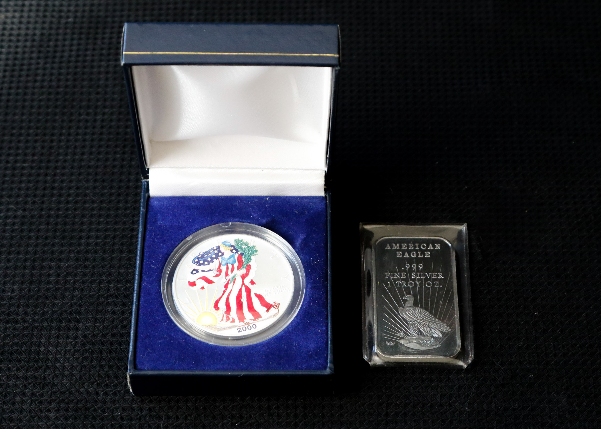 2000 American Eagle Silver Dollar with Fine Silver Bar