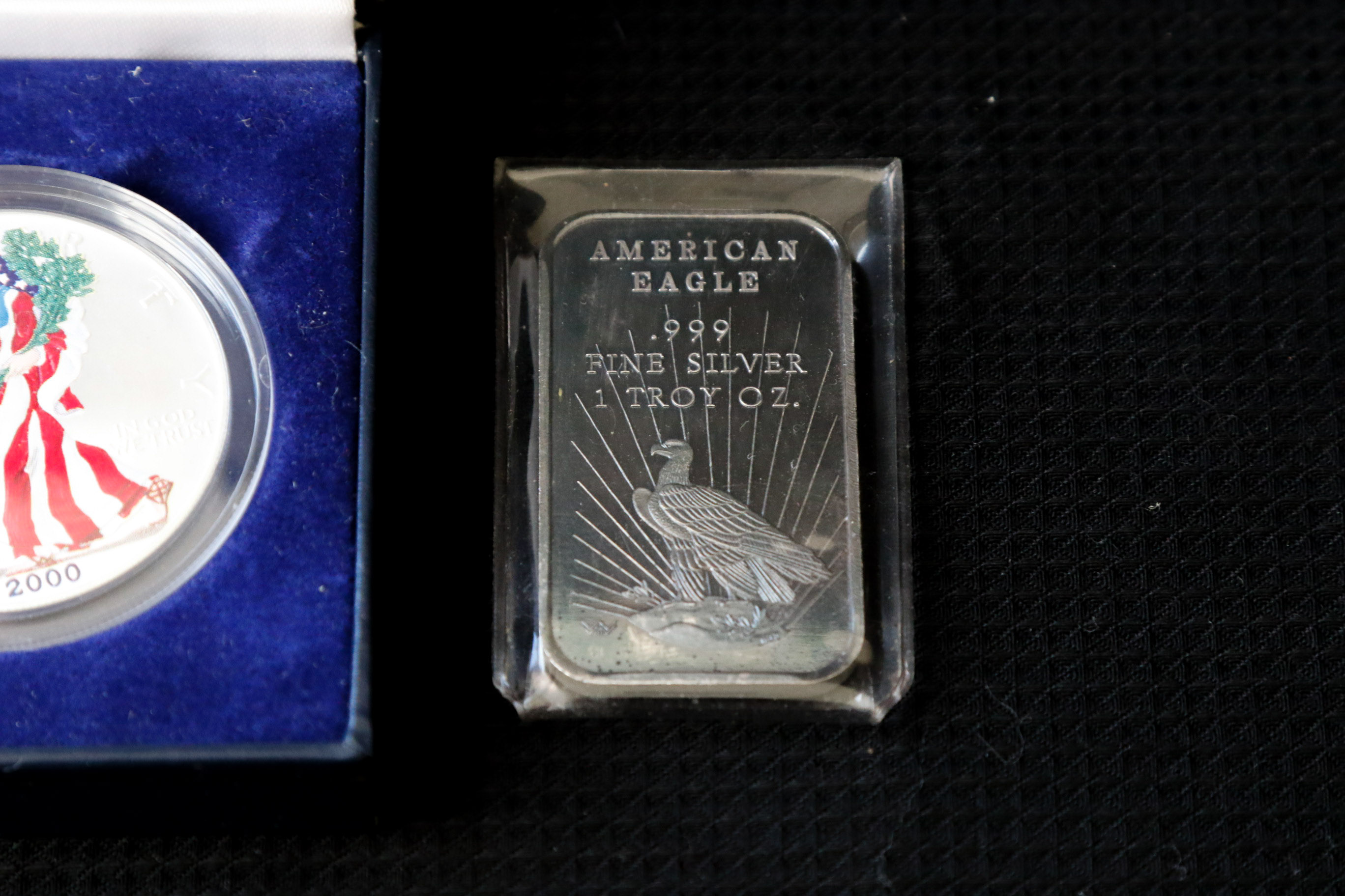 2000 American Eagle Silver Dollar with Fine Silver Bar