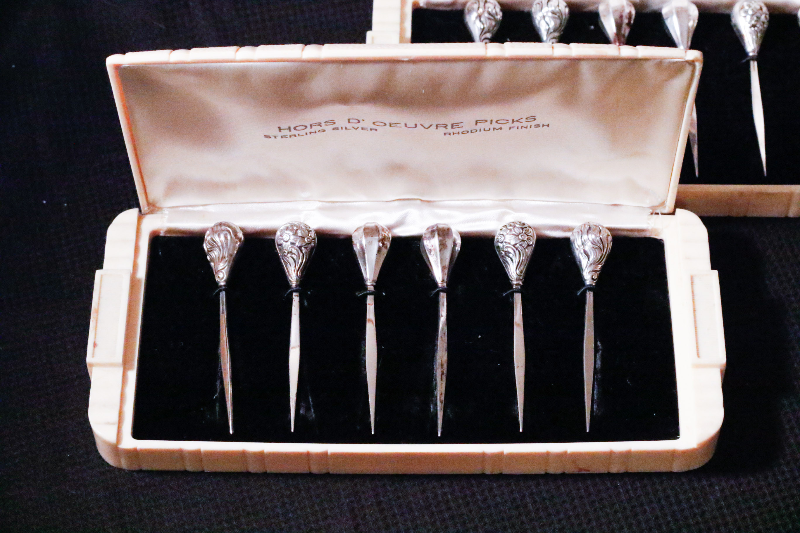 Two Sets of Six Sterling Silver Hors D'oeuvre Picks