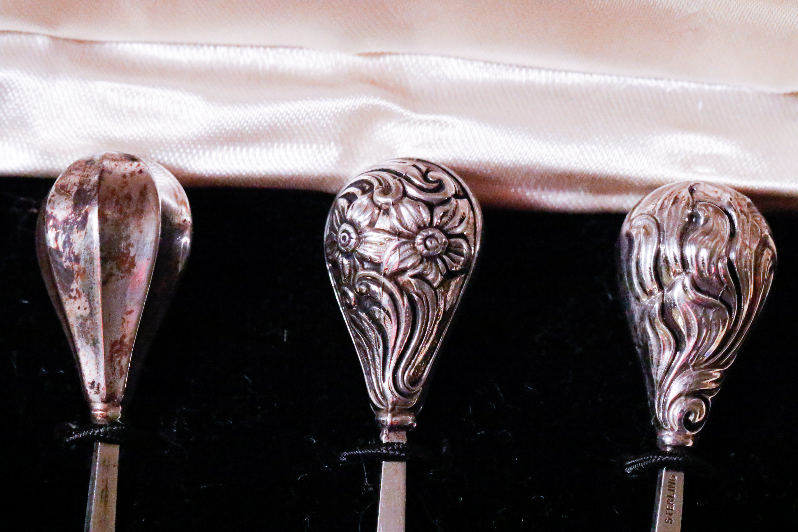 Two Sets of Six Sterling Silver Hors D'oeuvre Picks