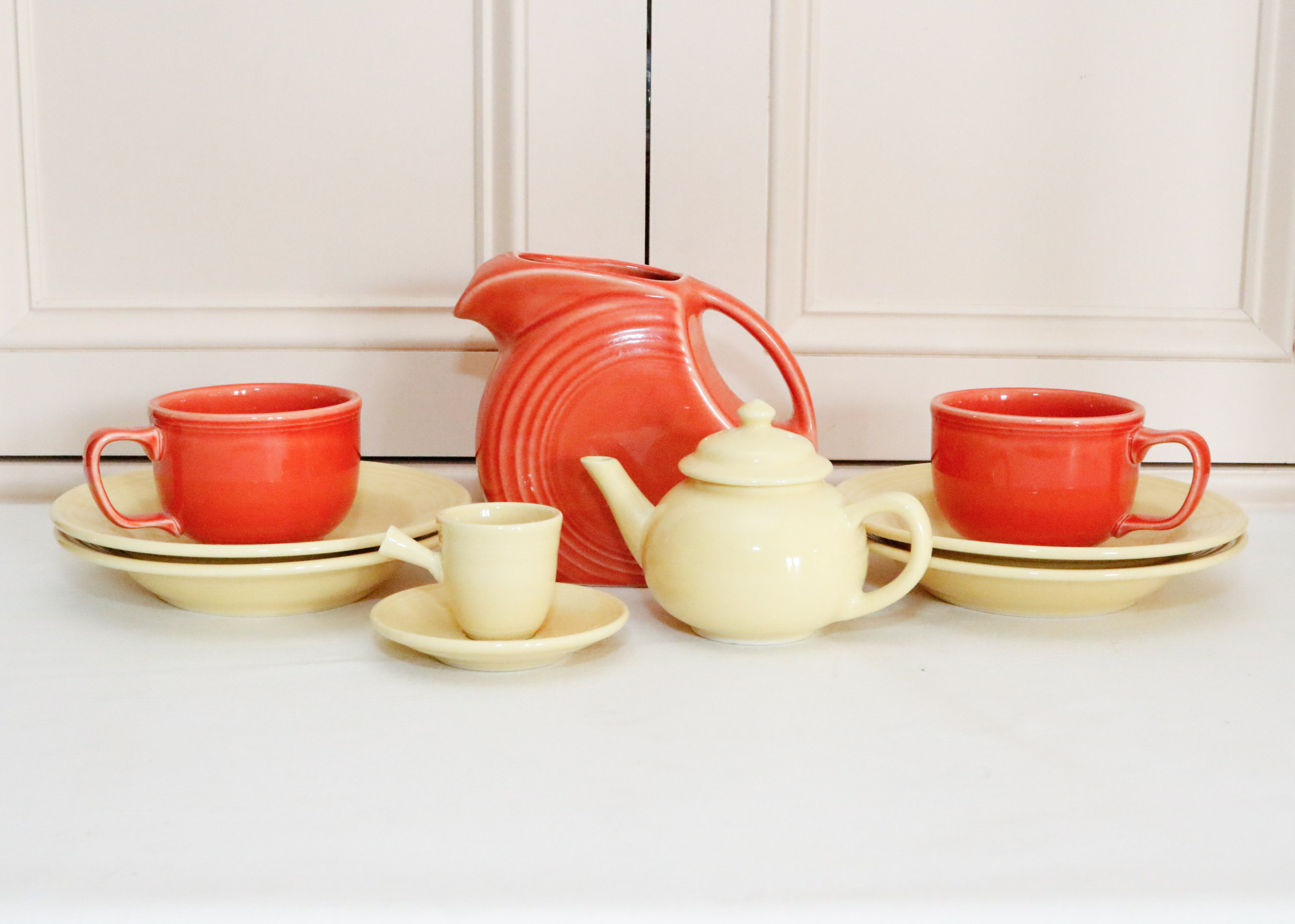 Fiestaware Collection in Persimmon and Post 86' Yellow
