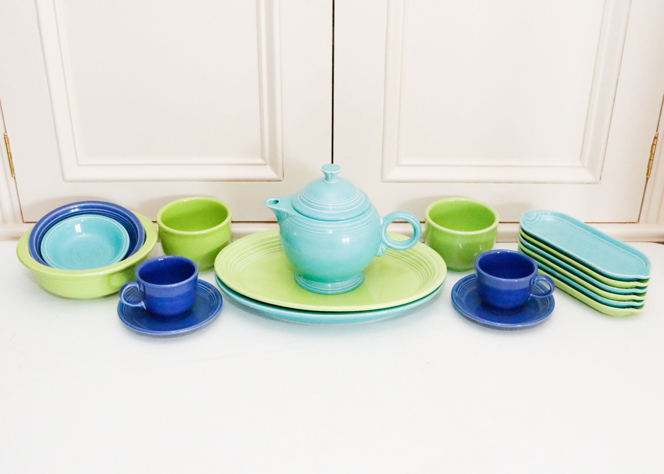 Fiestaware Collection in Sapphire, Chartreuse and Turqoise