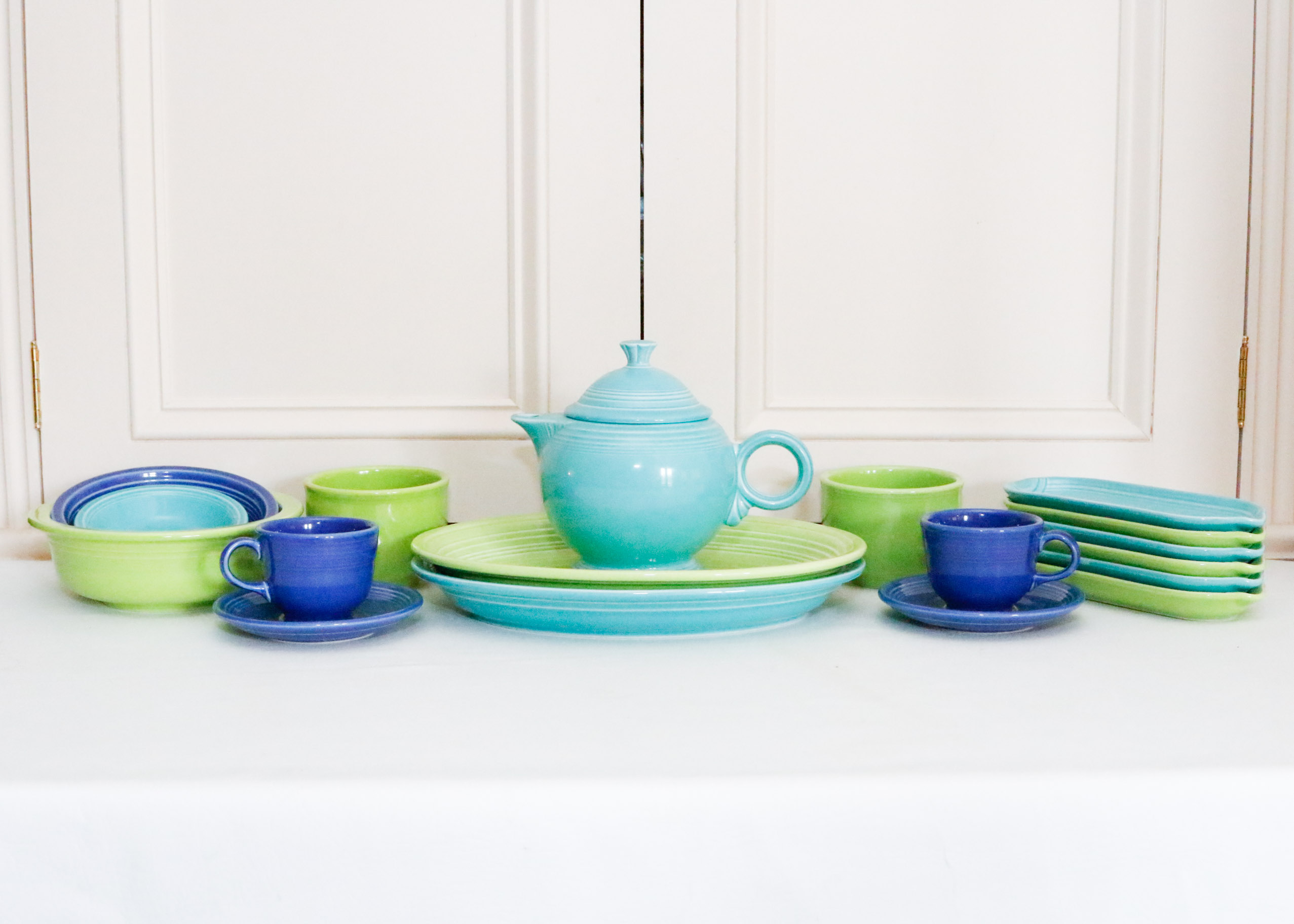 Fiestaware Collection in Sapphire, Chartreuse and Turqoise