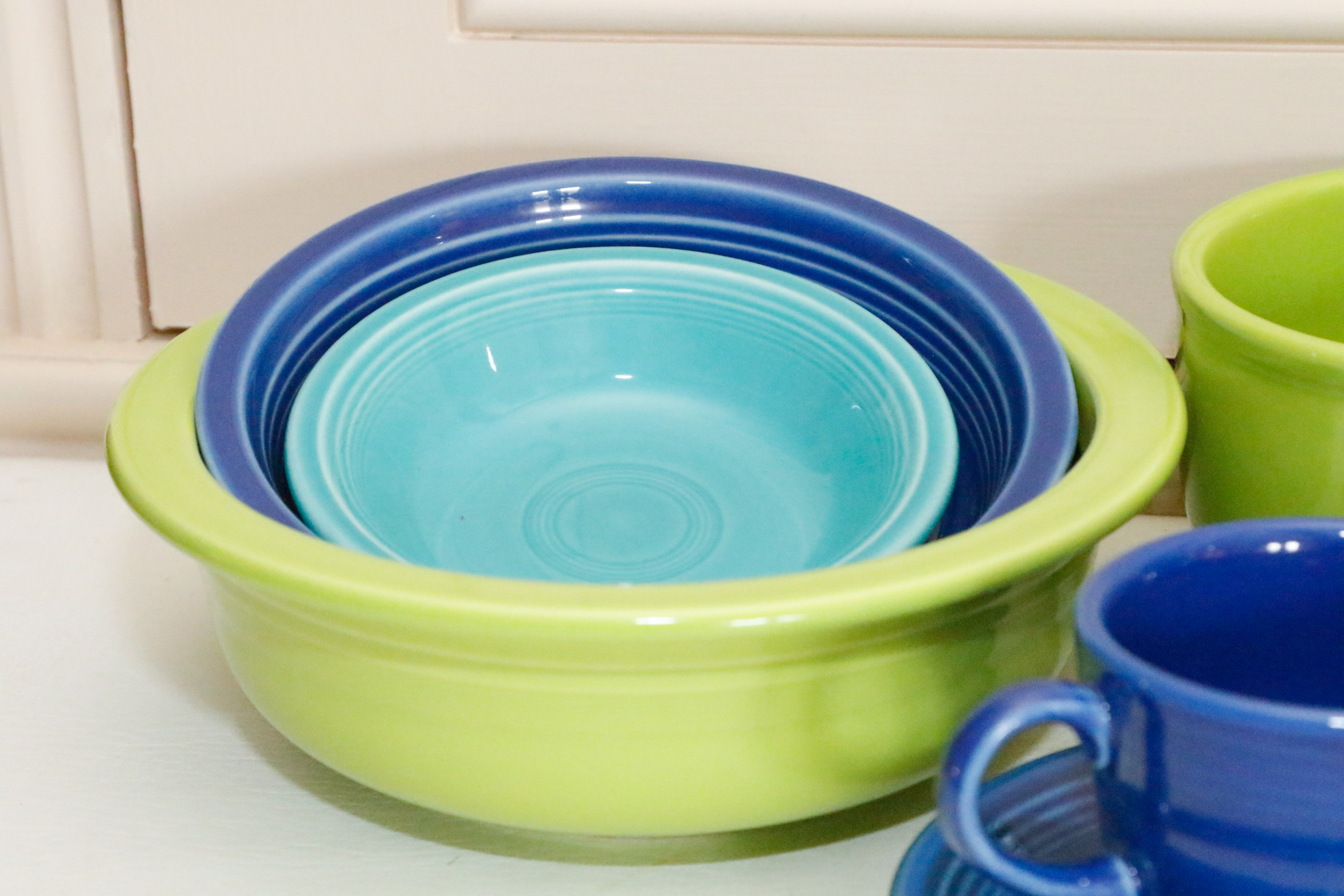 Fiestaware Collection in Sapphire, Chartreuse and Turqoise