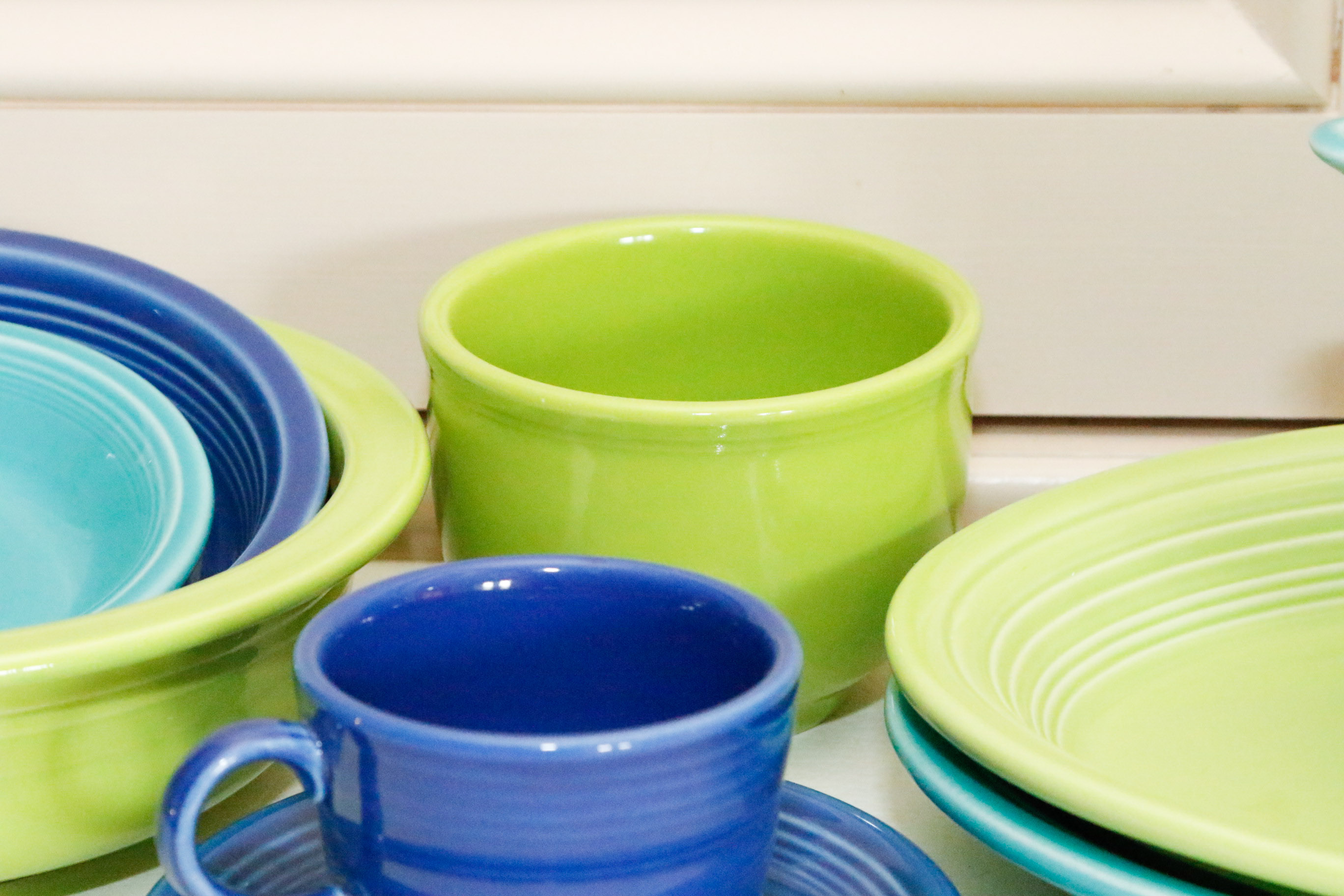Fiestaware Collection in Sapphire, Chartreuse and Turqoise