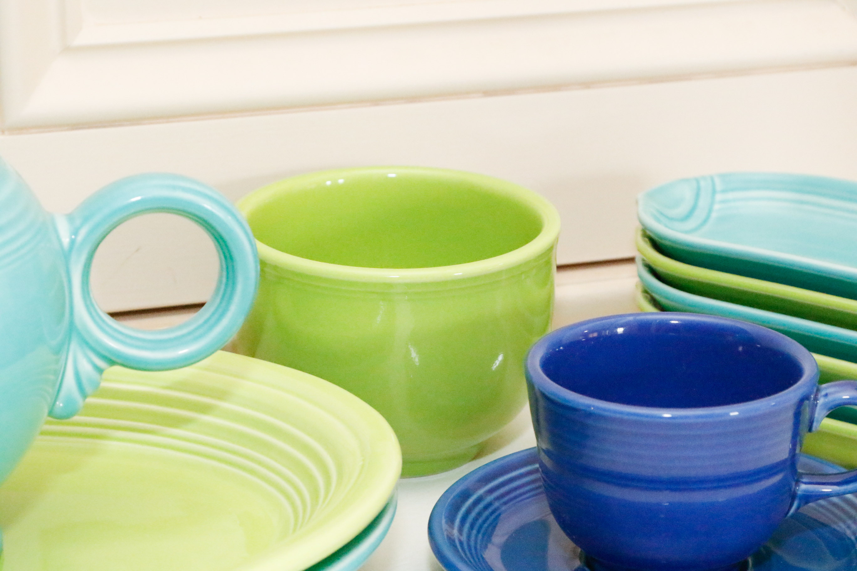 Fiestaware Collection in Sapphire, Chartreuse and Turqoise
