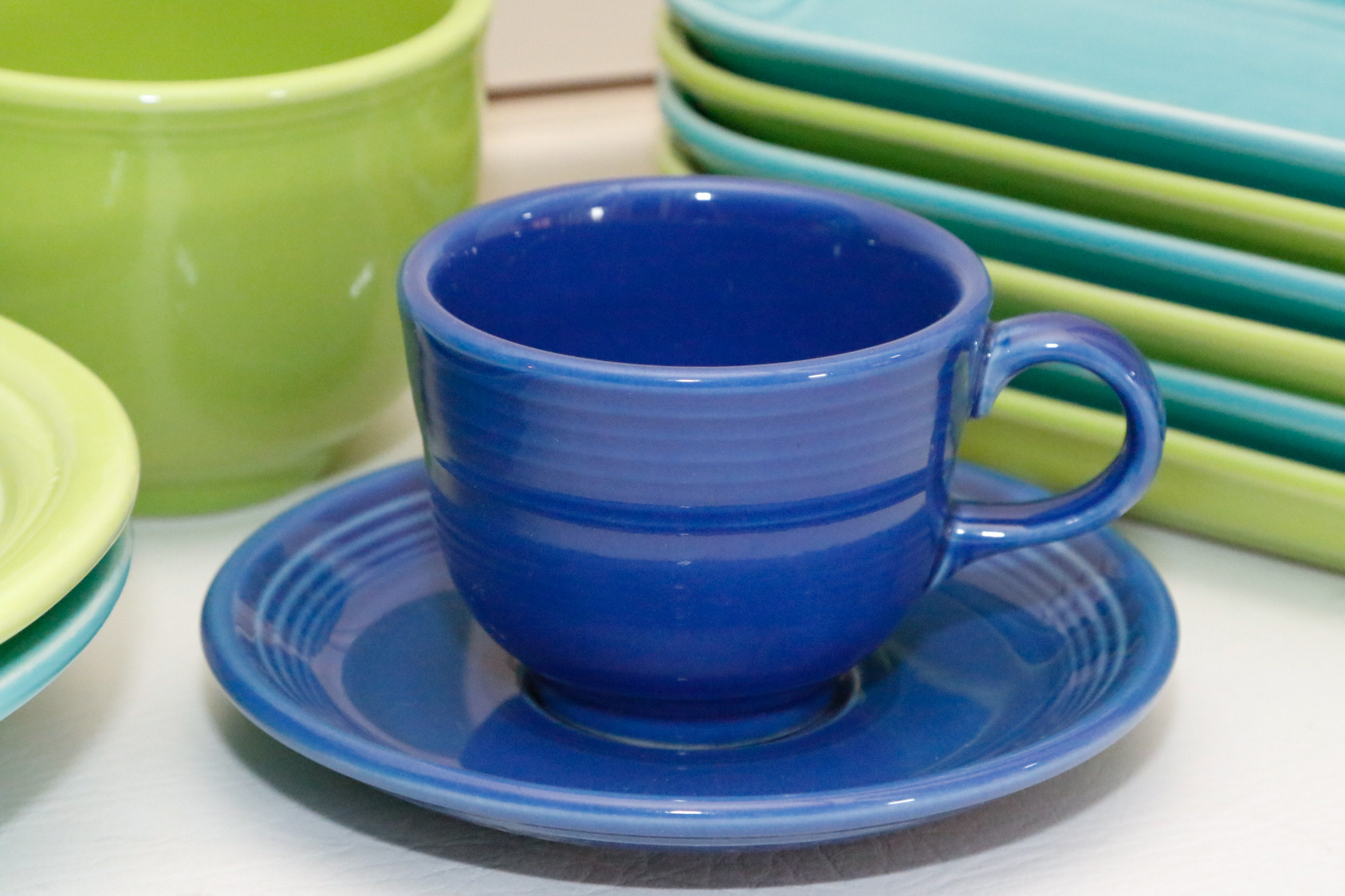 Fiestaware Collection in Sapphire, Chartreuse and Turqoise