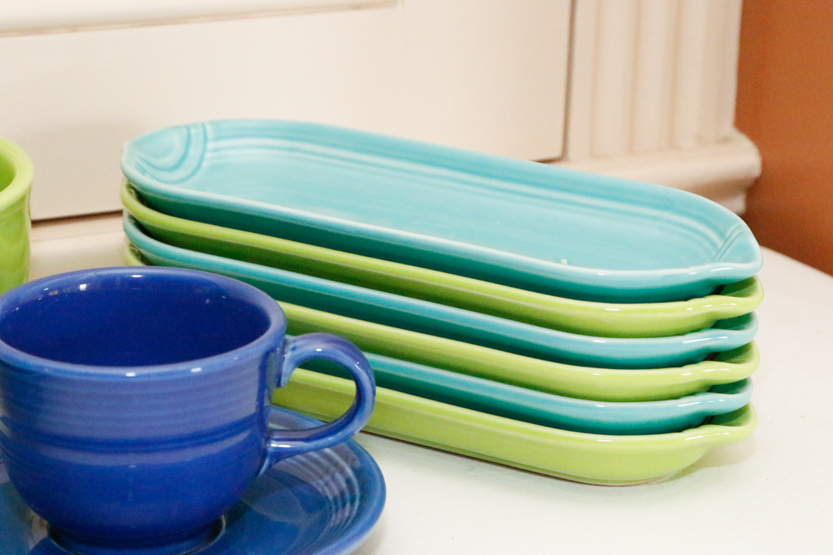 Fiestaware Collection in Sapphire, Chartreuse and Turqoise