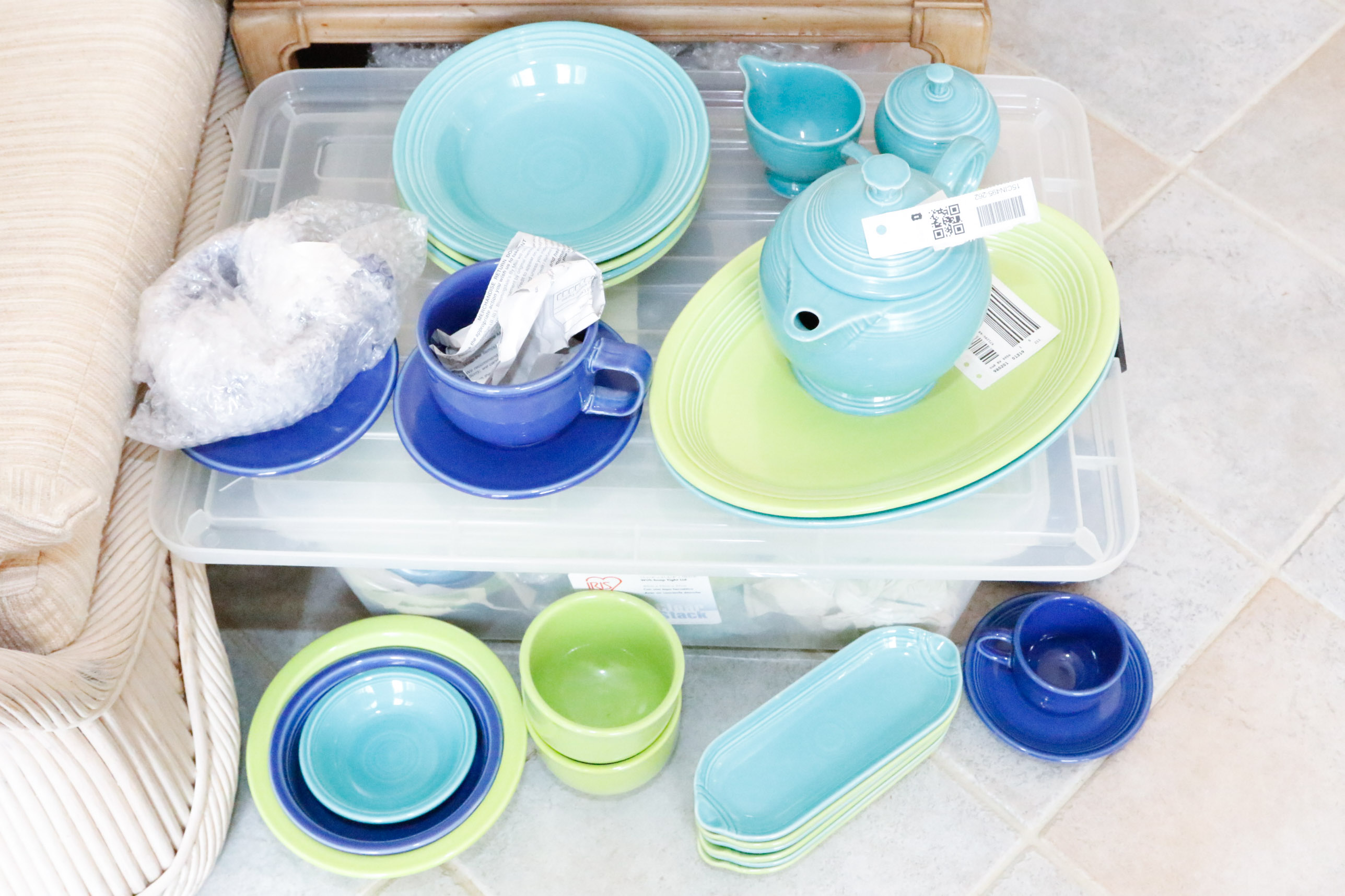 Fiestaware Collection in Sapphire, Chartreuse and Turqoise