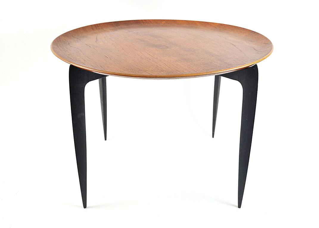 Mid Century Modern Fritz Hansen Teak Tray Folding Table