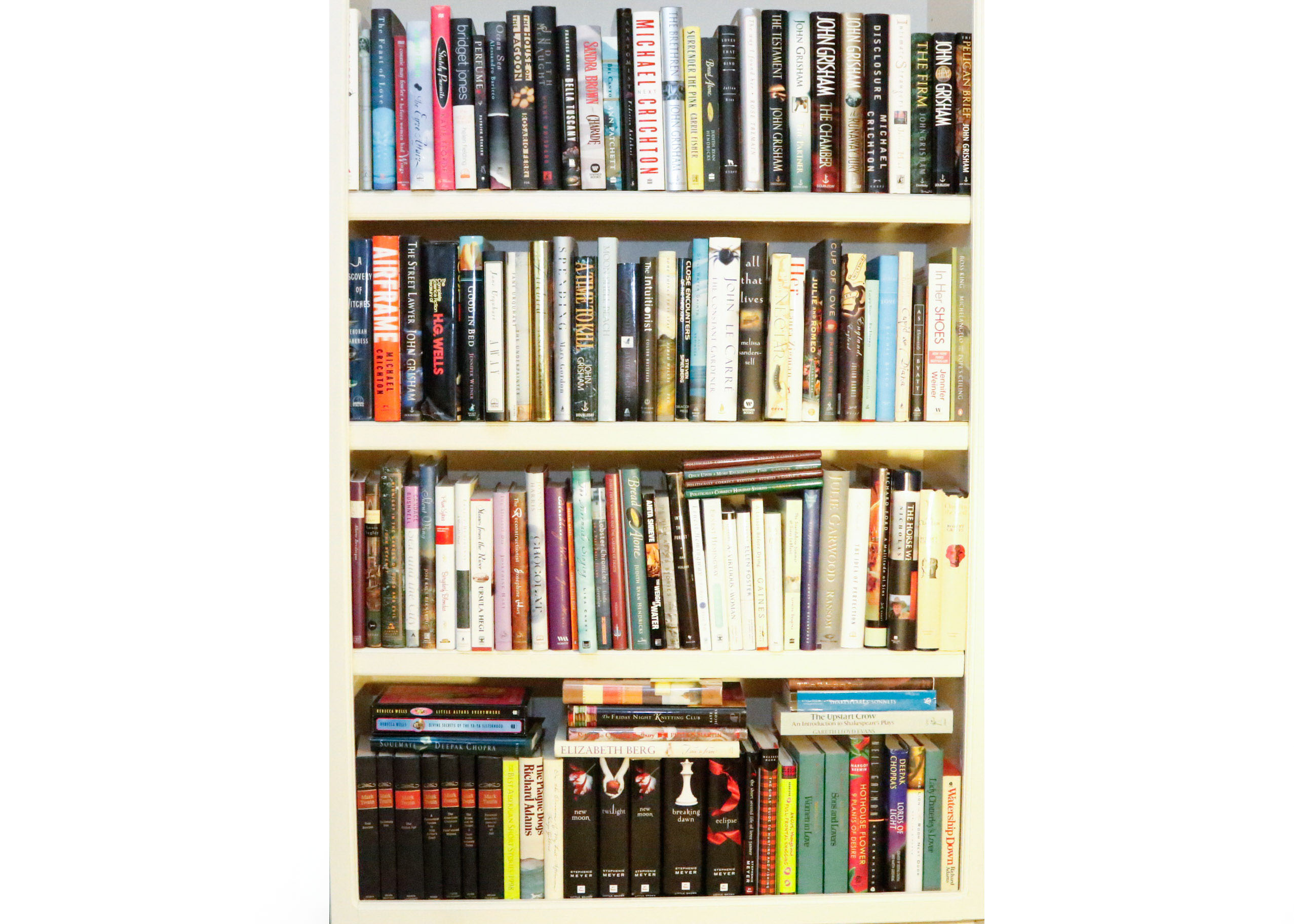 Four Shelves of Fiction Novels, Four Signed and Many 1st Editions