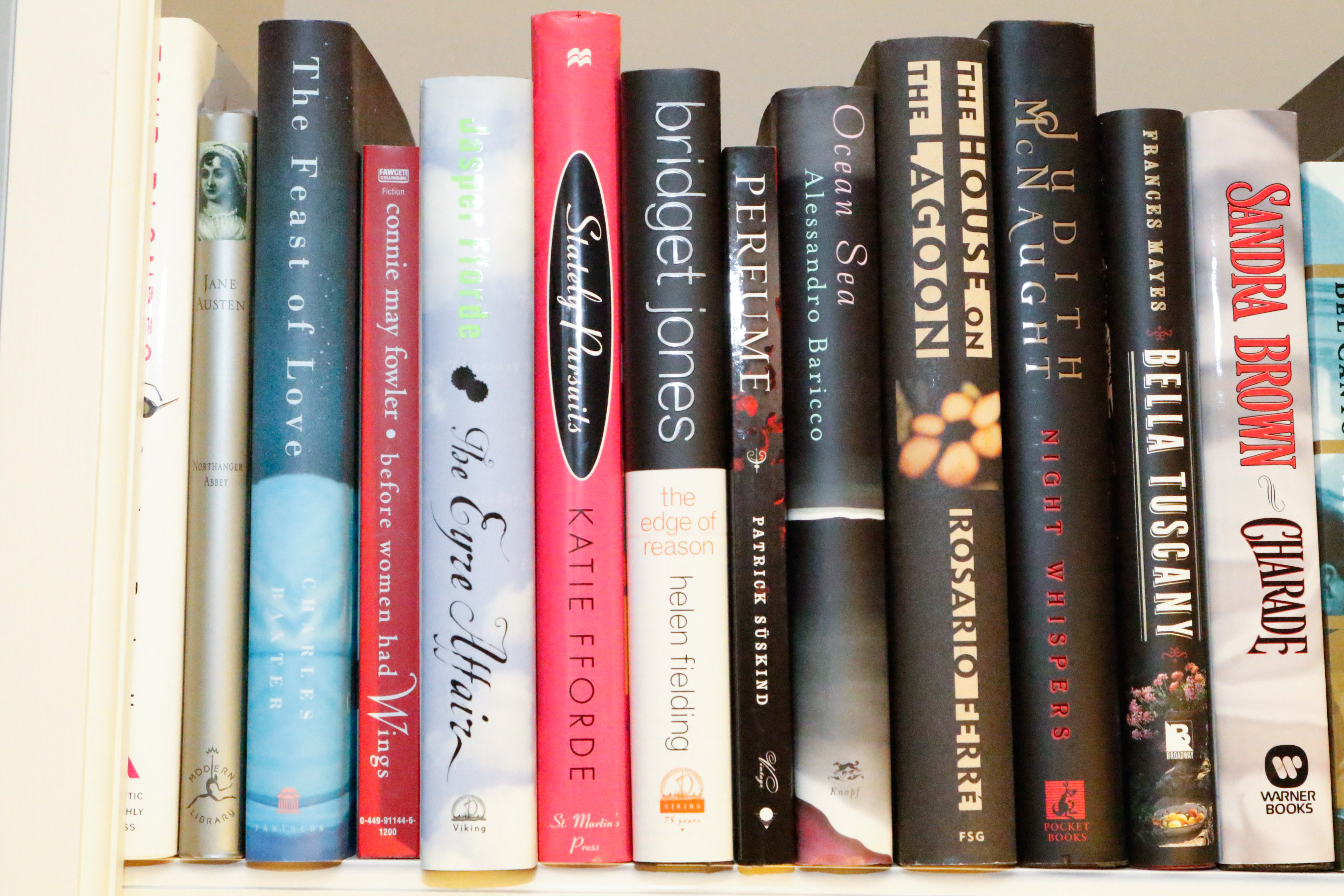 Four Shelves of Fiction Novels, Four Signed and Many 1st Editions