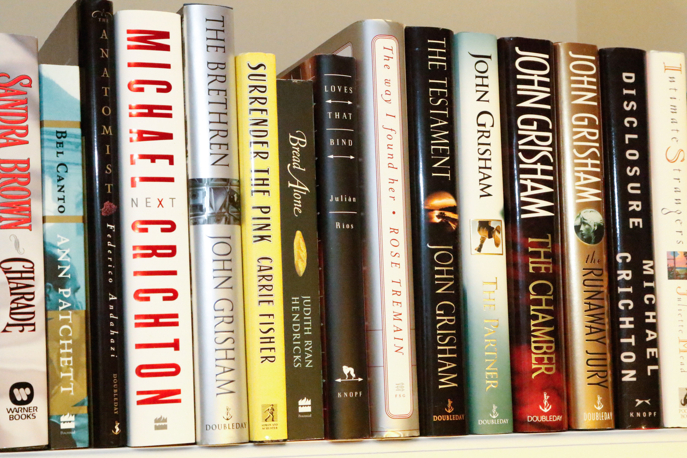 Four Shelves of Fiction Novels, Four Signed and Many 1st Editions