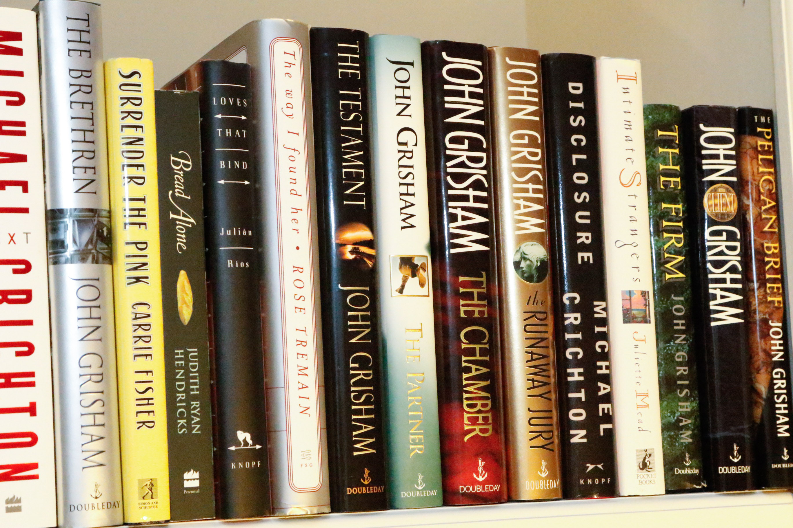 Four Shelves of Fiction Novels, Four Signed and Many 1st Editions