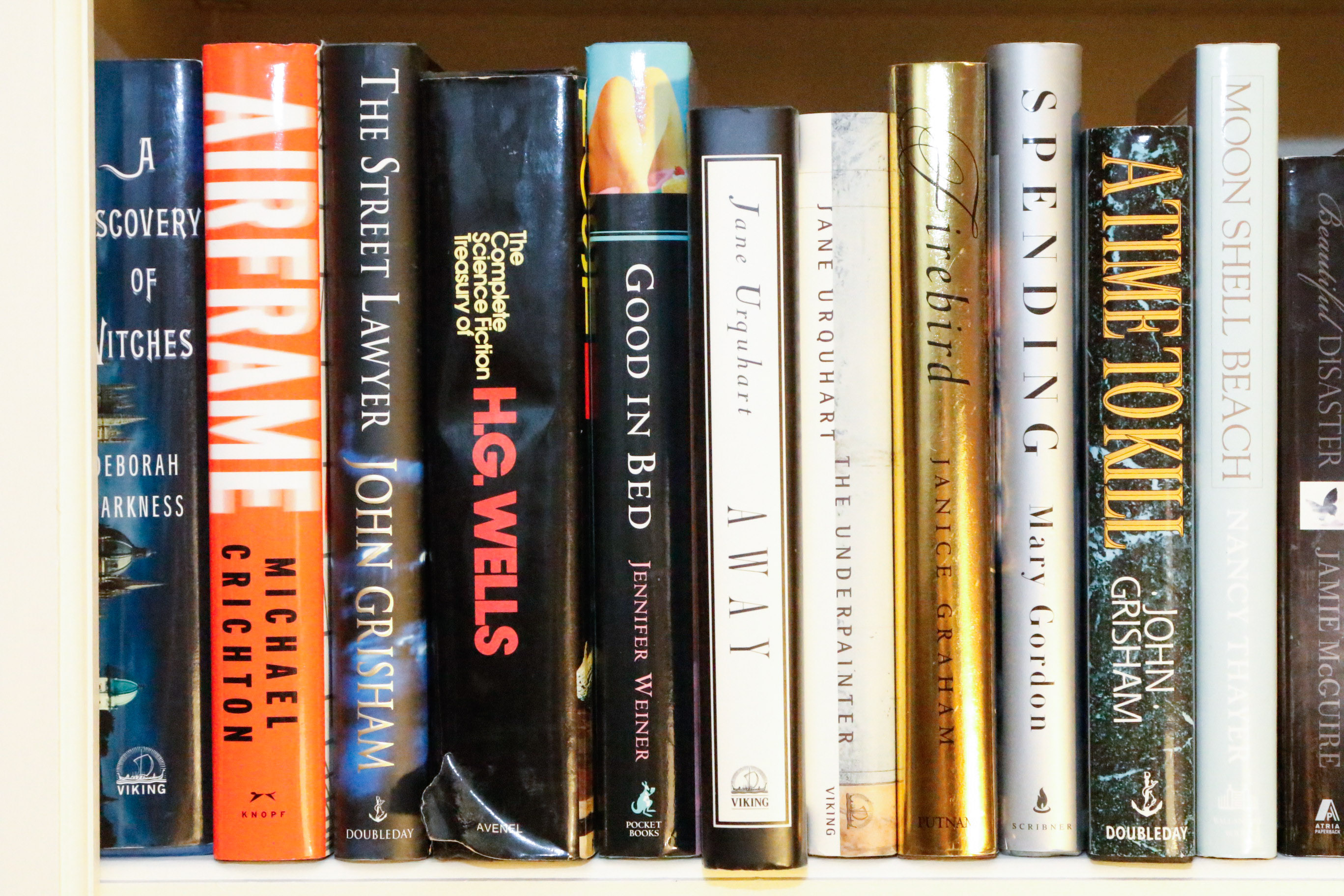 Four Shelves of Fiction Novels, Four Signed and Many 1st Editions