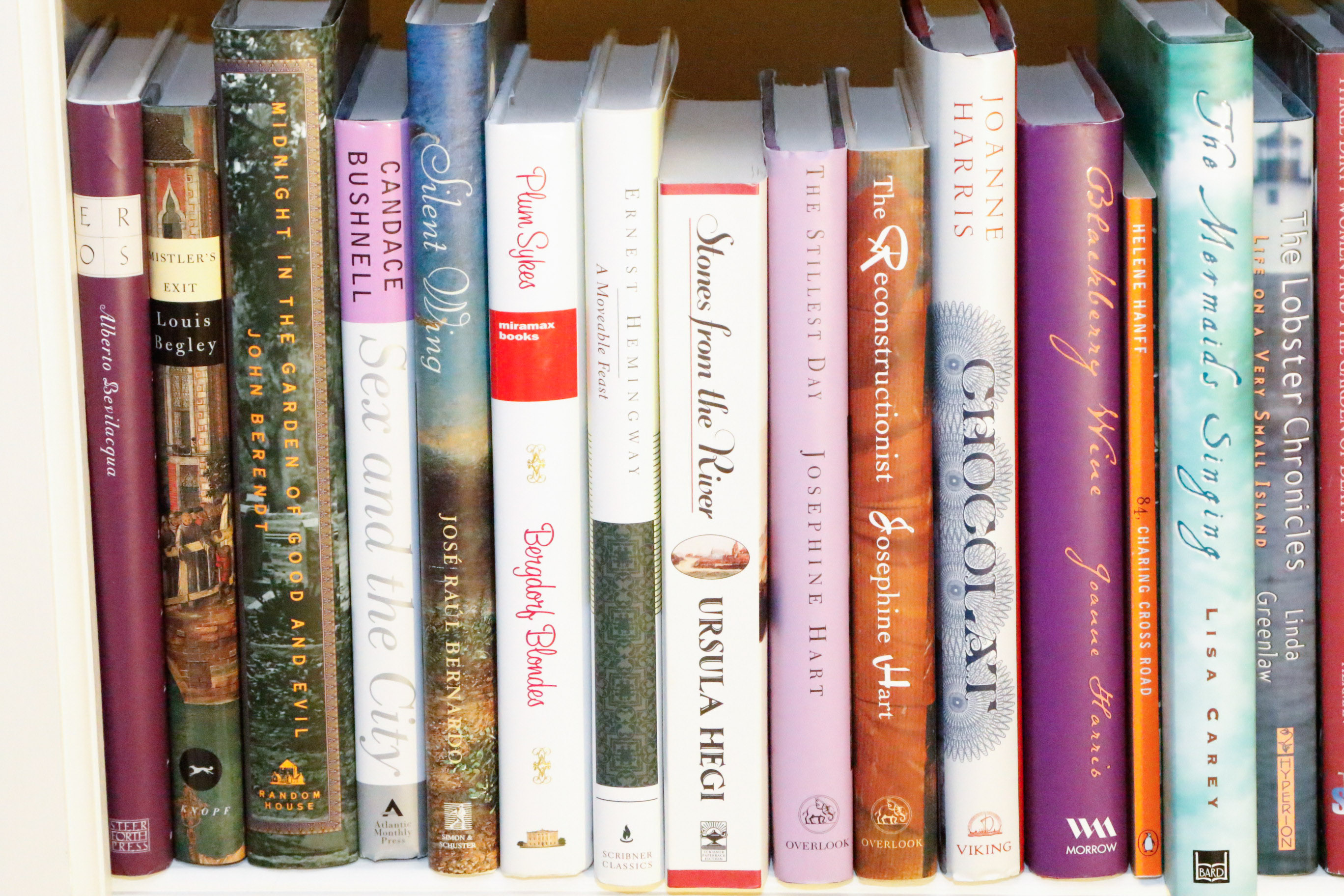 Four Shelves of Fiction Novels, Four Signed and Many 1st Editions