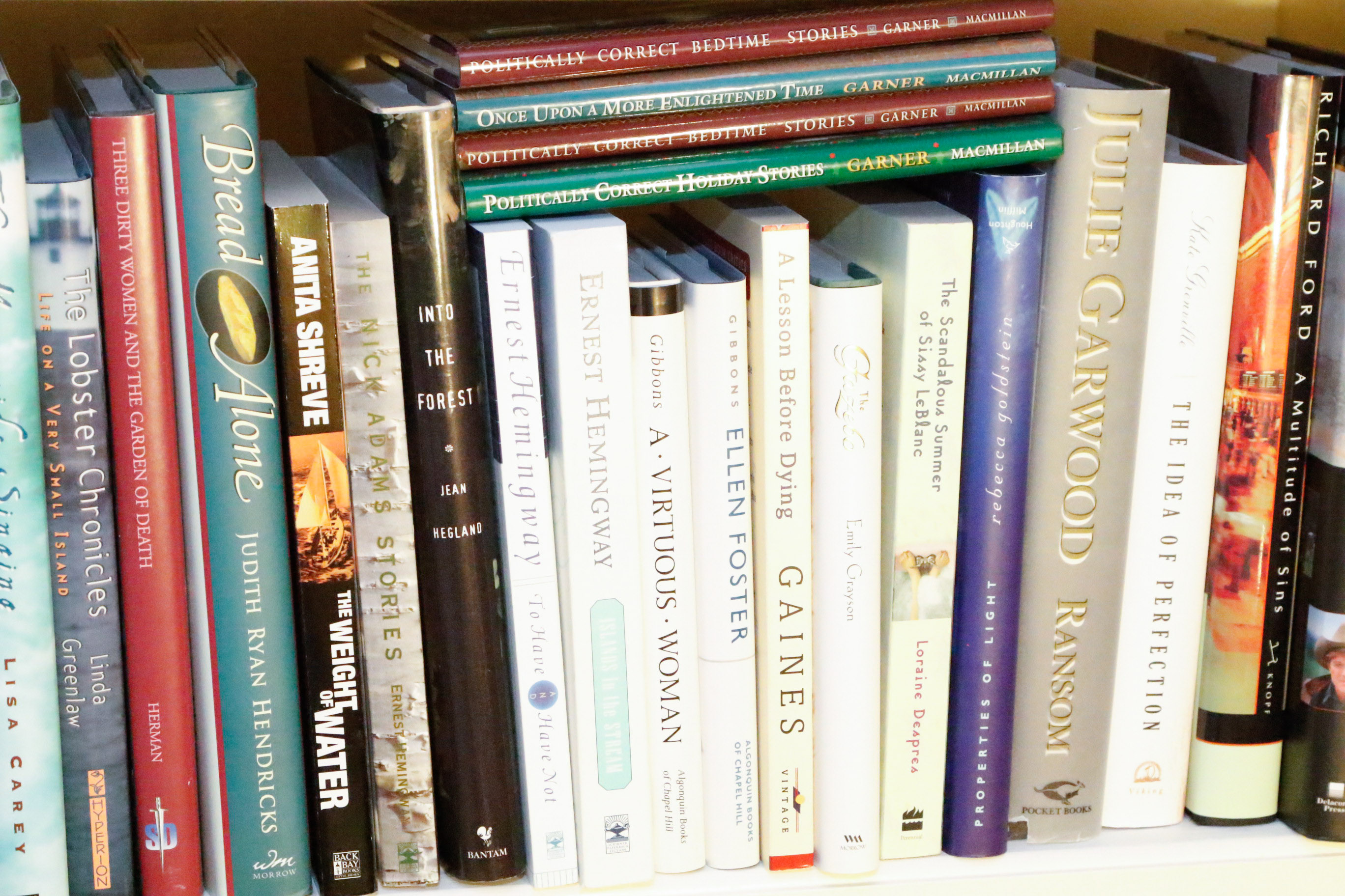 Four Shelves of Fiction Novels, Four Signed and Many 1st Editions