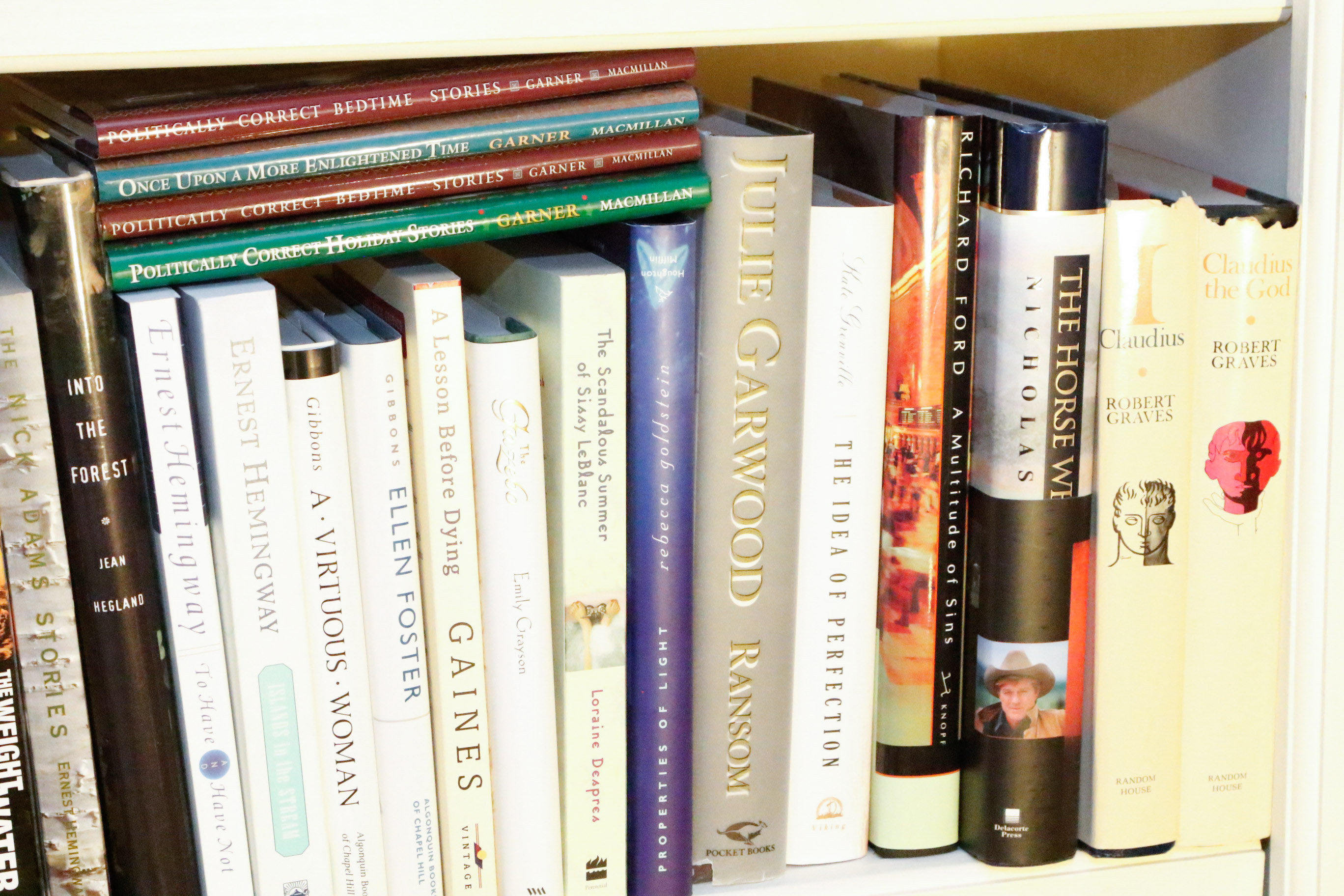 Four Shelves of Fiction Novels, Four Signed and Many 1st Editions