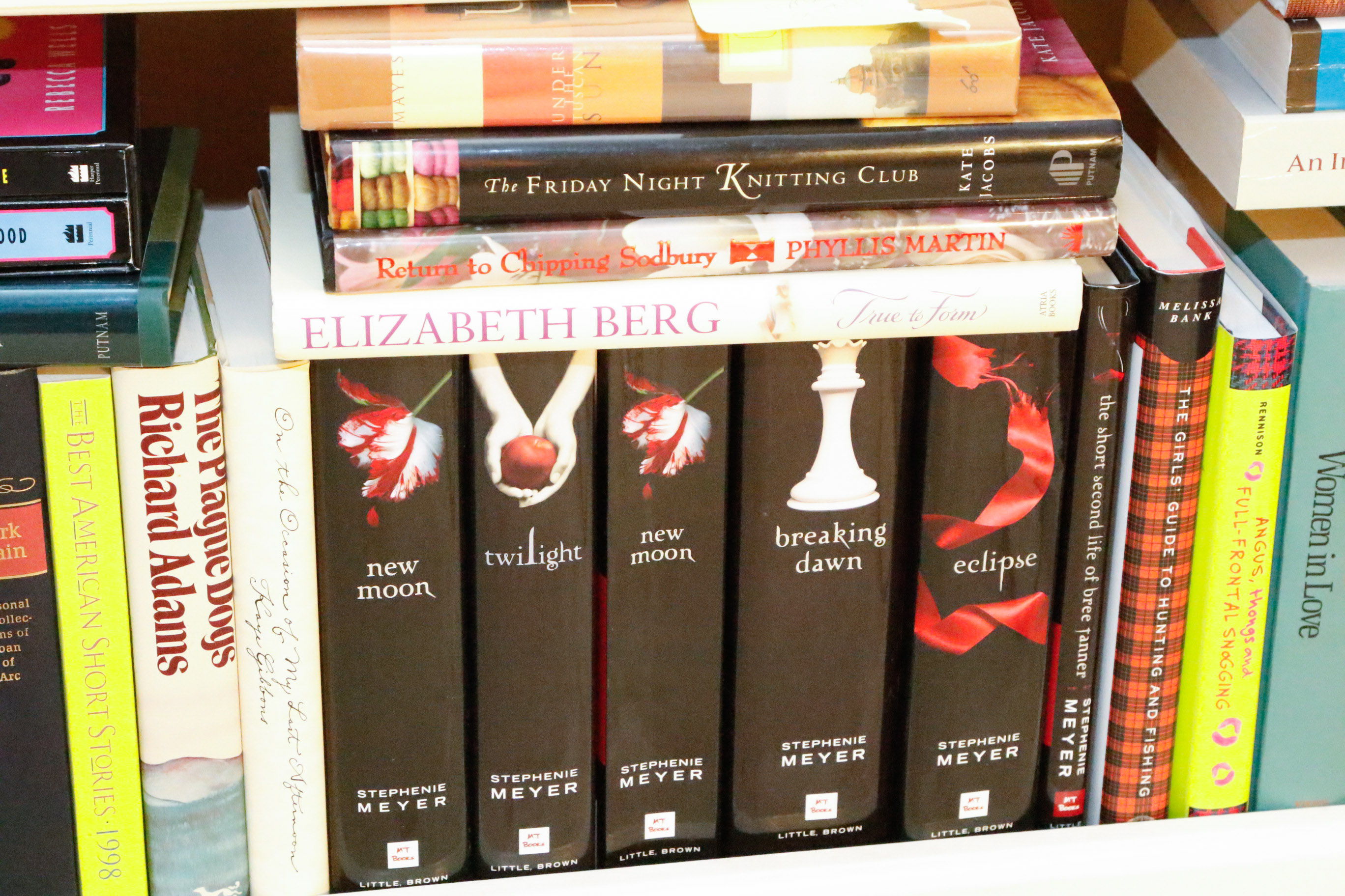 Four Shelves of Fiction Novels, Four Signed and Many 1st Editions