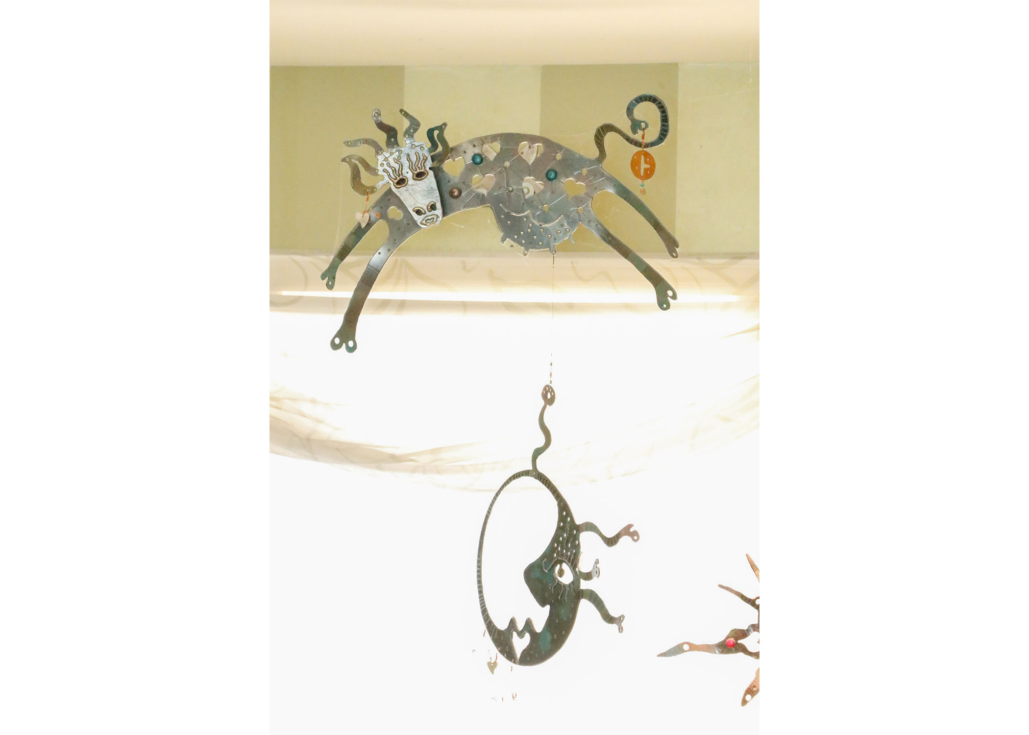 Original Edward Casagrande Metalwark Sculpture Cow Over the Moon