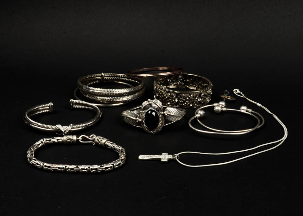 Assortment of Silver Tone Jewelry