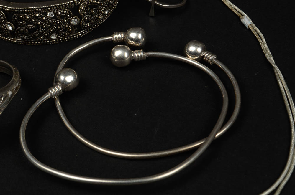 Assortment of Silver Tone Jewelry