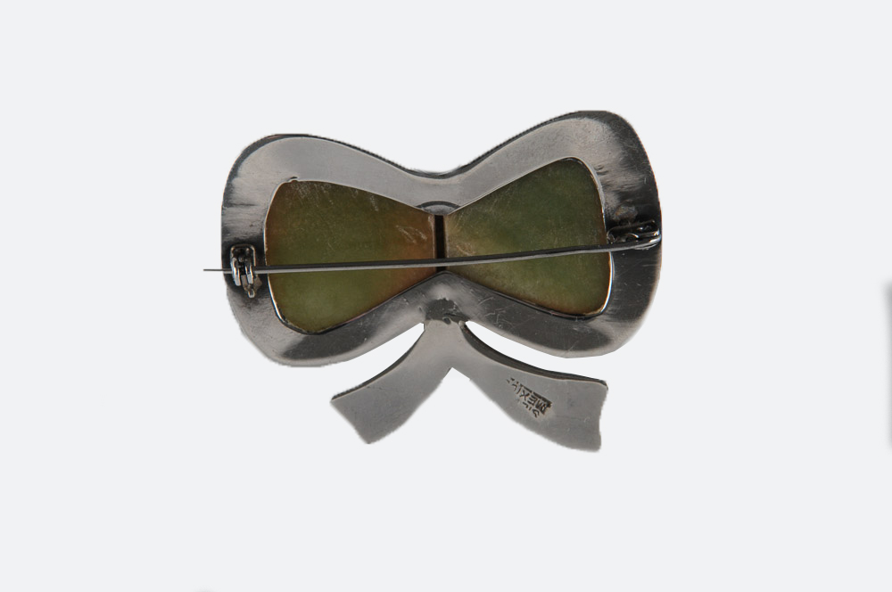 Sterling Silver Butterstone Bow-Shaped Brooch