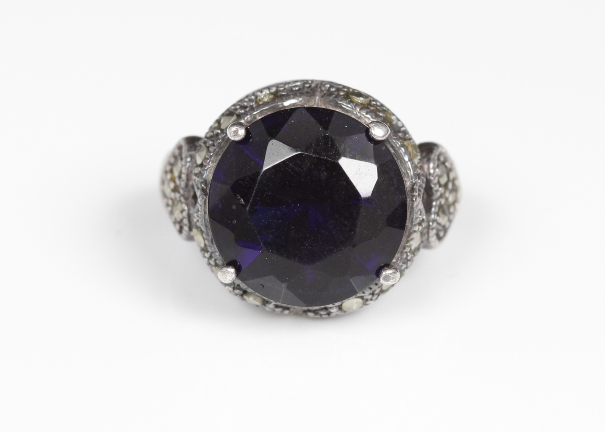 Sterling Silver Blue Cubic Zirconia Ring