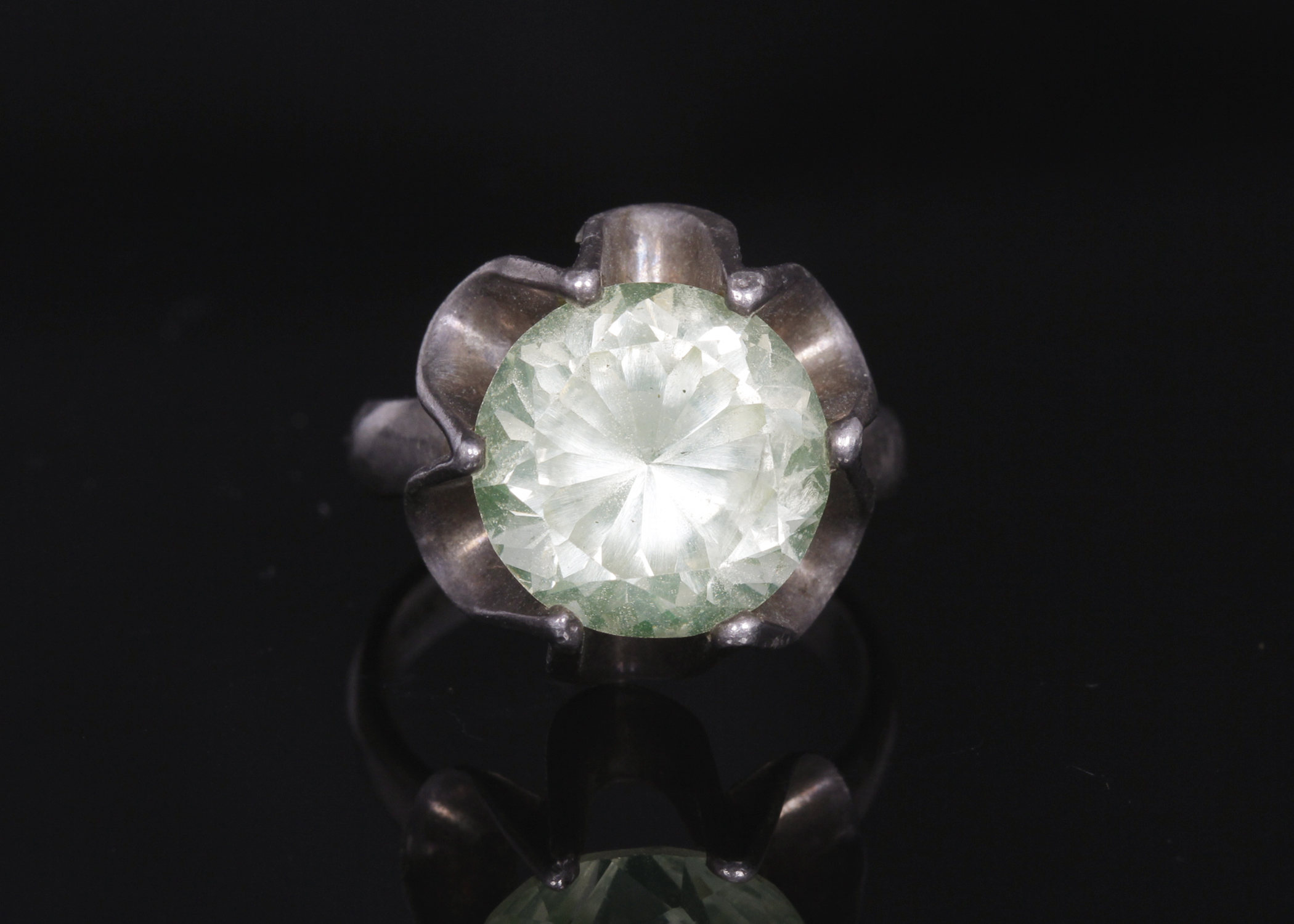 Modern Sterling Silver Cubic Zirconia Ring