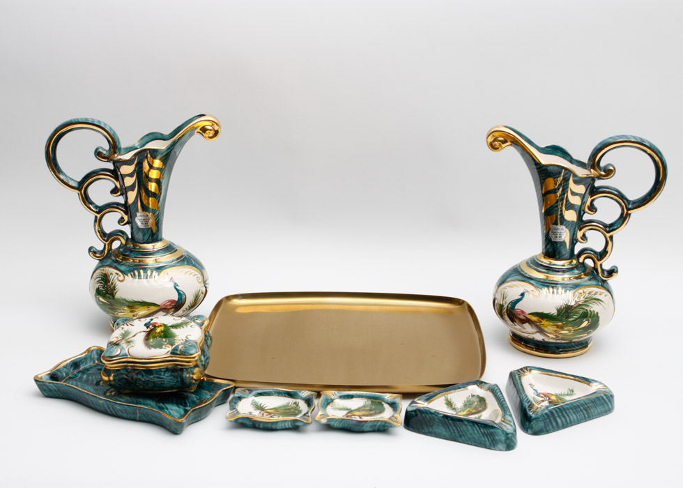 H. Bequet Peacock Coffee Table Set Quaregnon Belgium